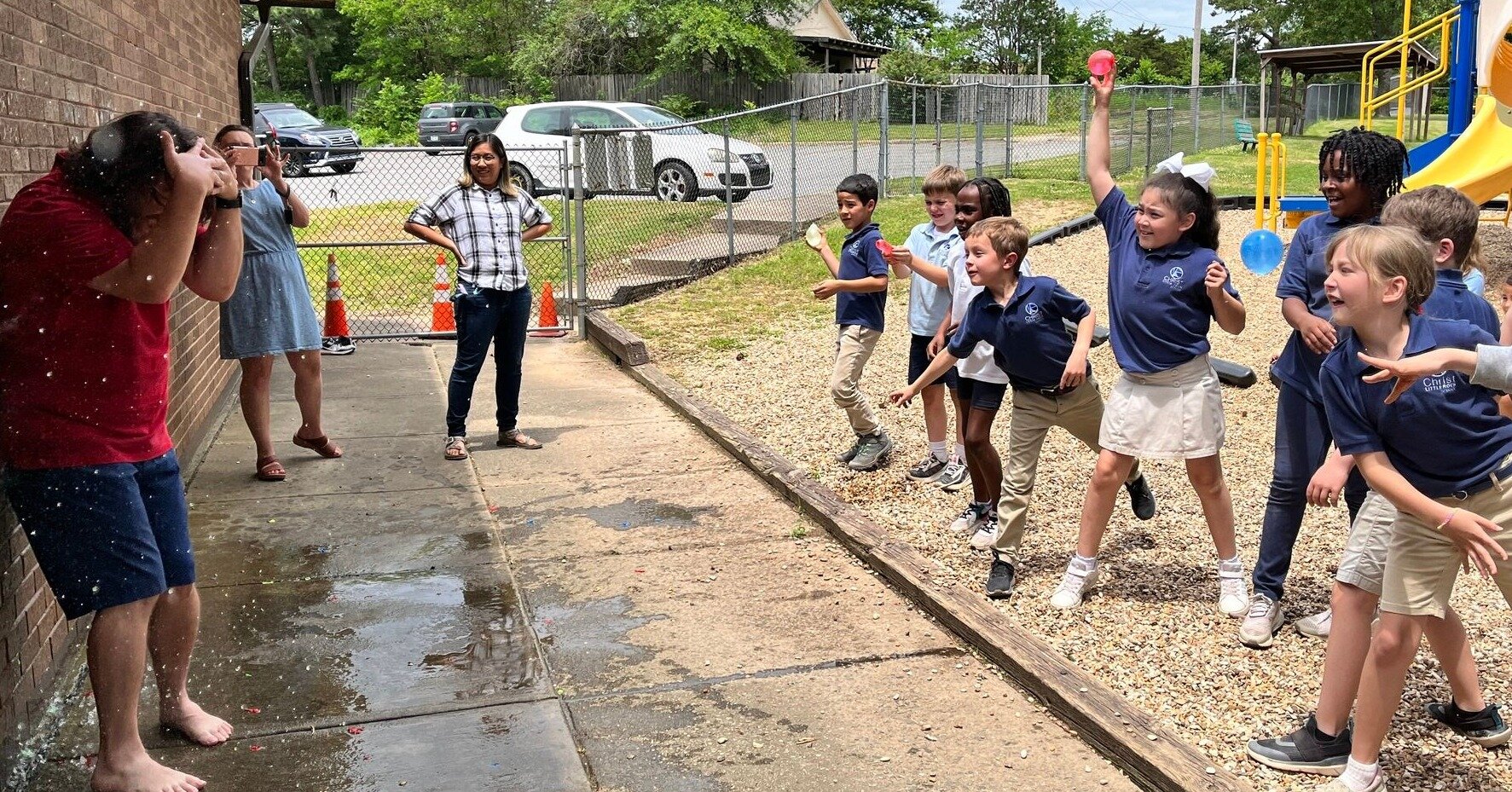 What do you do to celebrate the highest enrollment since 2011?? You pelt Mr. Logan with water balloons!!! We still have a few spots left.  Schedule a tour today! ChristLittleRockSchool.com