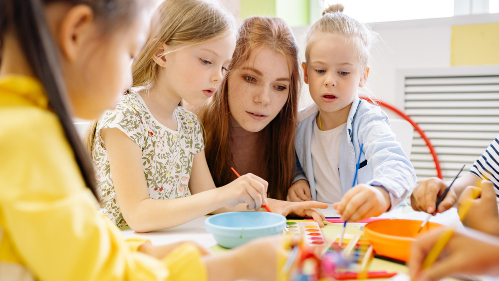 Young students exploring creative activities in a nurturing preschool classroom at Christ Little Rock School.