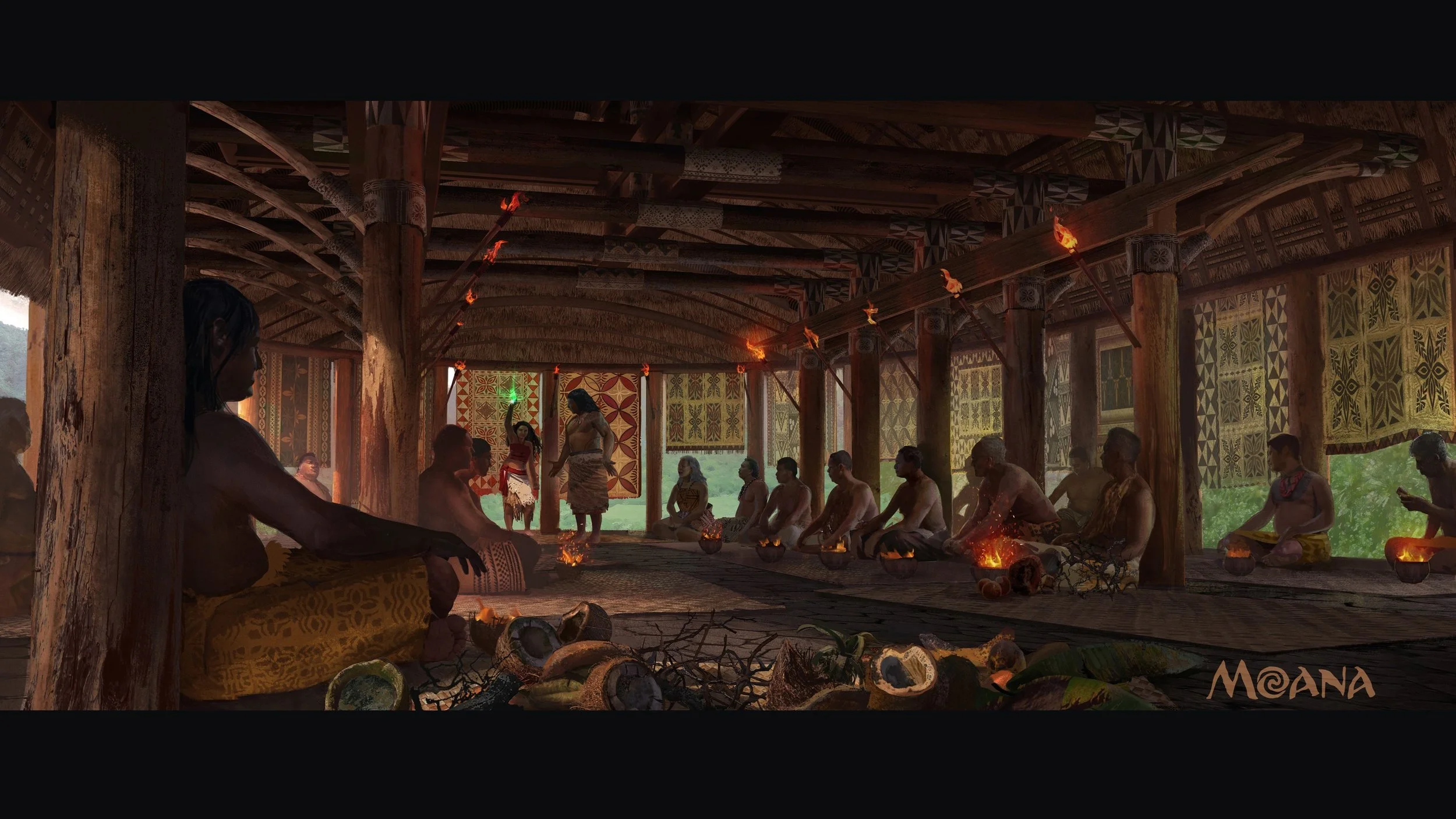An early frame from Disneys live action Moana. This is a keyframe and design development of the Fele Interior and sequence. I had a blast working with this crew and with the great Production Designer, John Myhre!

#disney #moana #disneystudios #motun