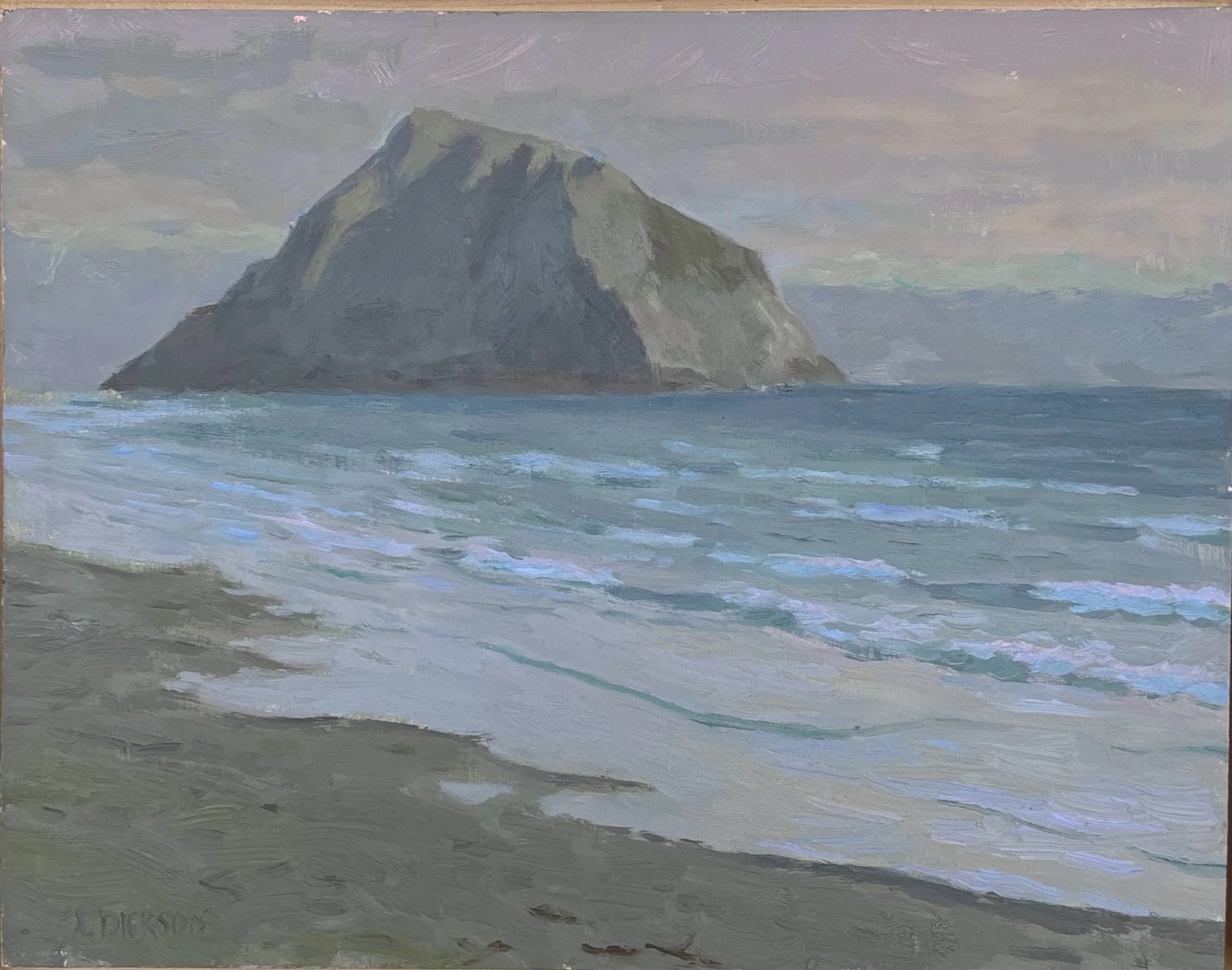 Violet Dusk at Morro Strand, 11' x 14", Oil on panel, Available through The Gallery Arroyo Grande