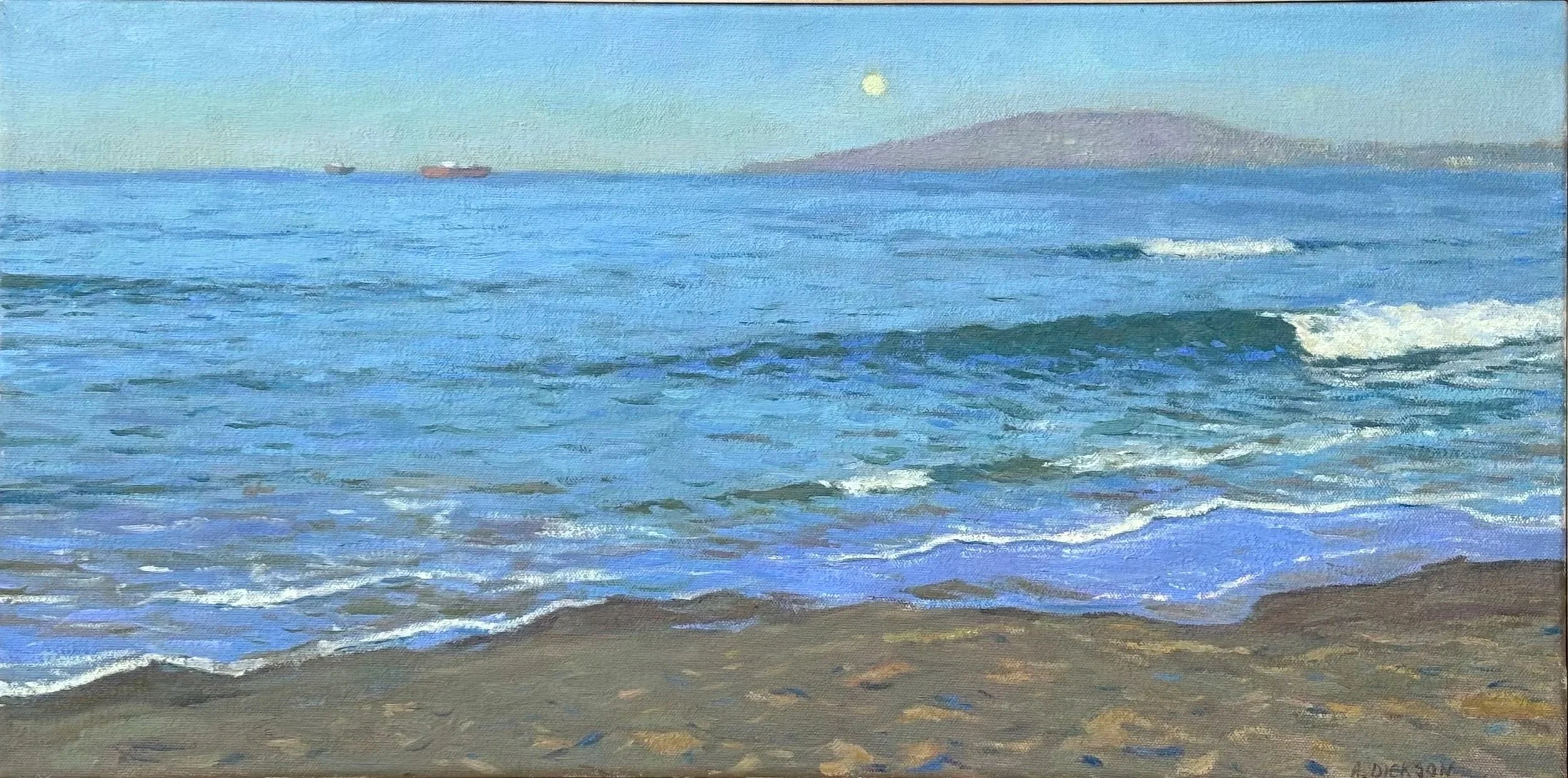 Morning Light, Bolsa Chica, 12" x 24", Oil on canvas, Available though The Gallery Arroyo Grande
