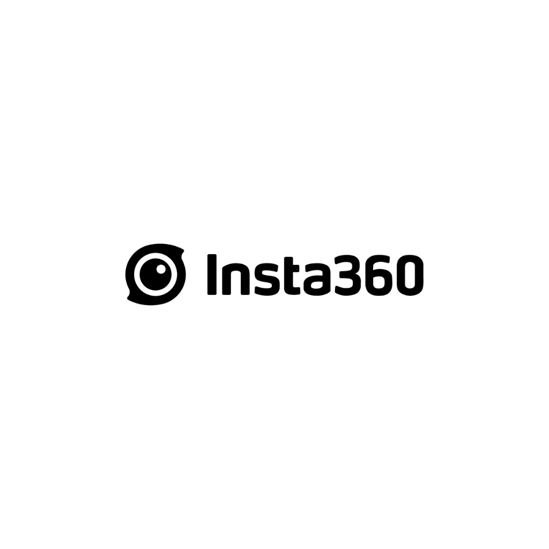 Black and white logo with a circular camera icon and the text 'Insta360'
