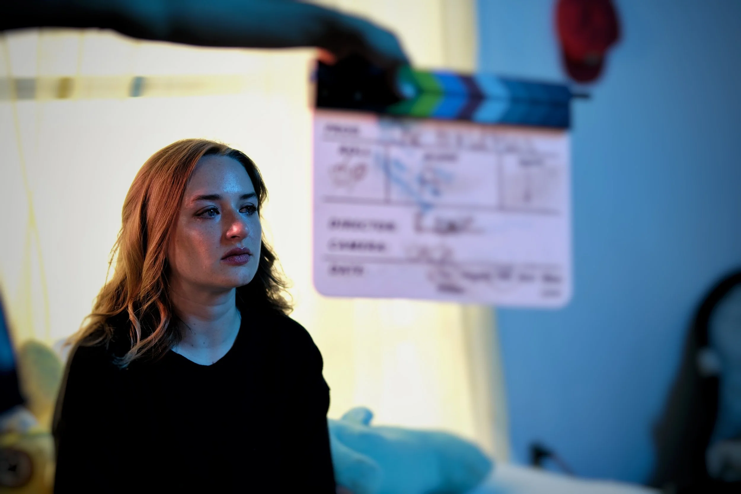 Darcy on the set of 2026 short film "The Goldfish"