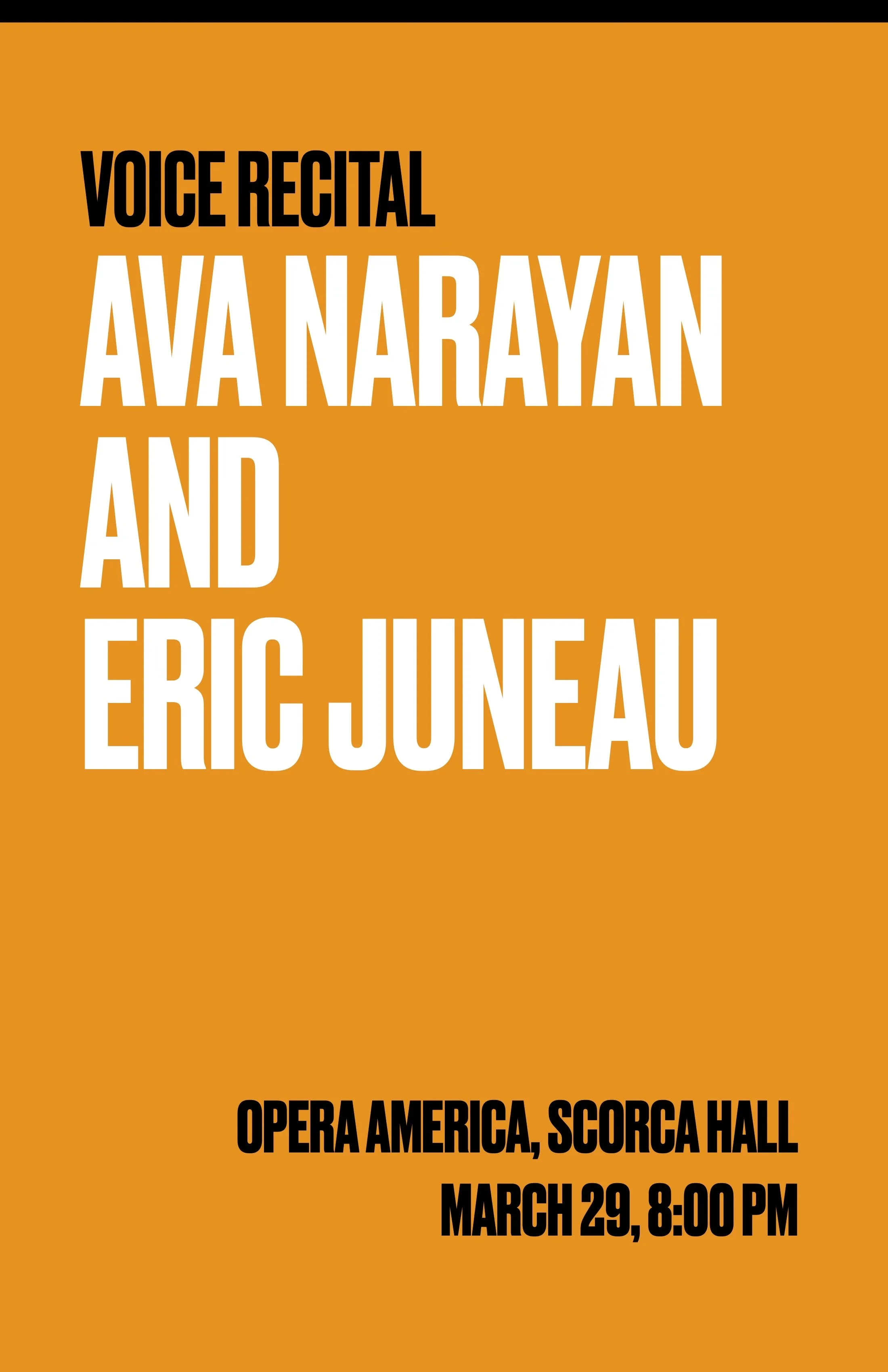 Voice Recital: Ava Narayan with Eric Juneau