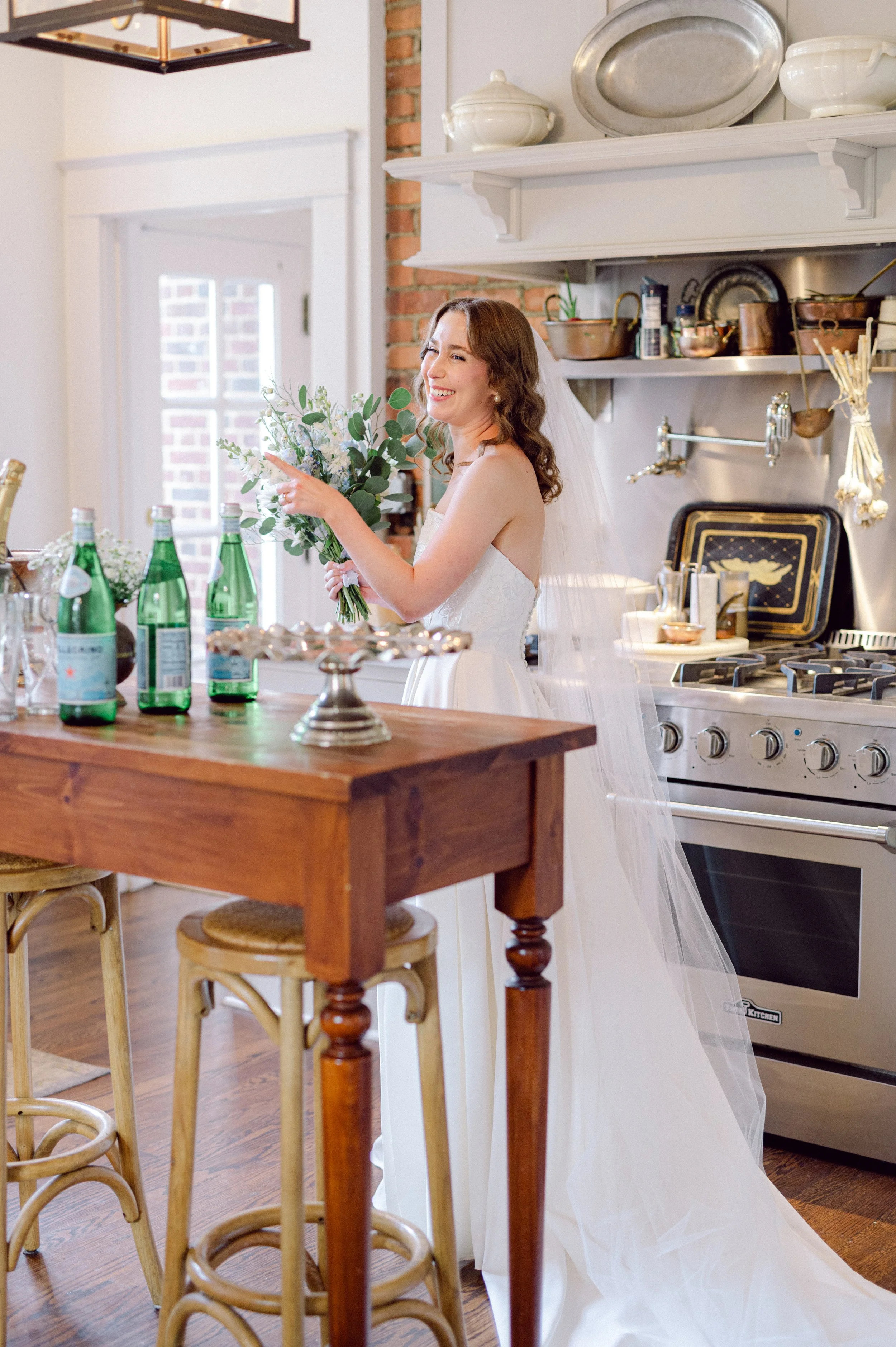 bride in kitchen