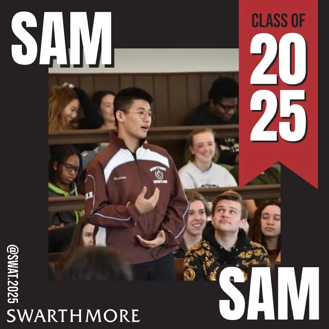 Hey guys! My name is Sam Hu. I&rsquo;m from Ningbo, China. I went to Westtown School, PA, which is pretty close to Swarthmore. I hope to major in Economics&mdash; Game Theory is currently my favorite topic of research. In my free time, I play basketb