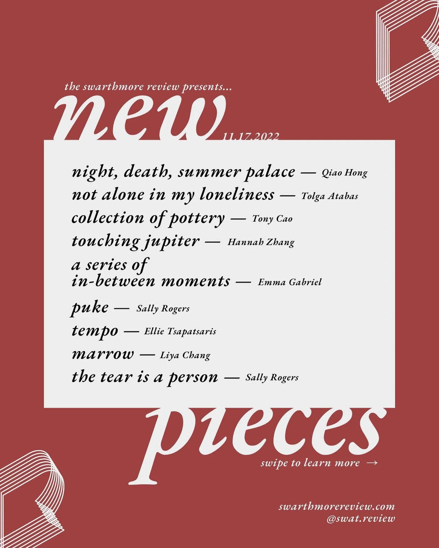 Check out our website swarthmorereview.com for these amazing pieces!! Click the link in our bio!