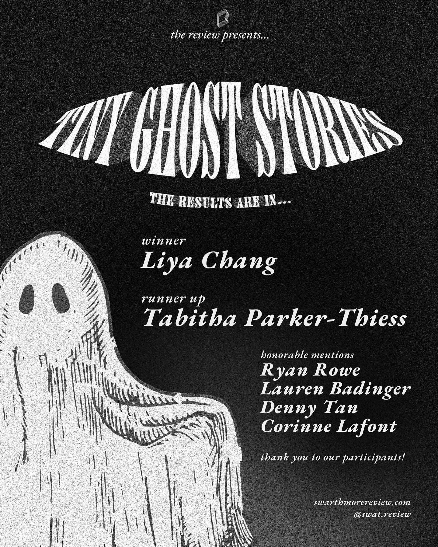 Congratulations to our Tiny Ghost Stories winners!! Thank you to all of our participants!!