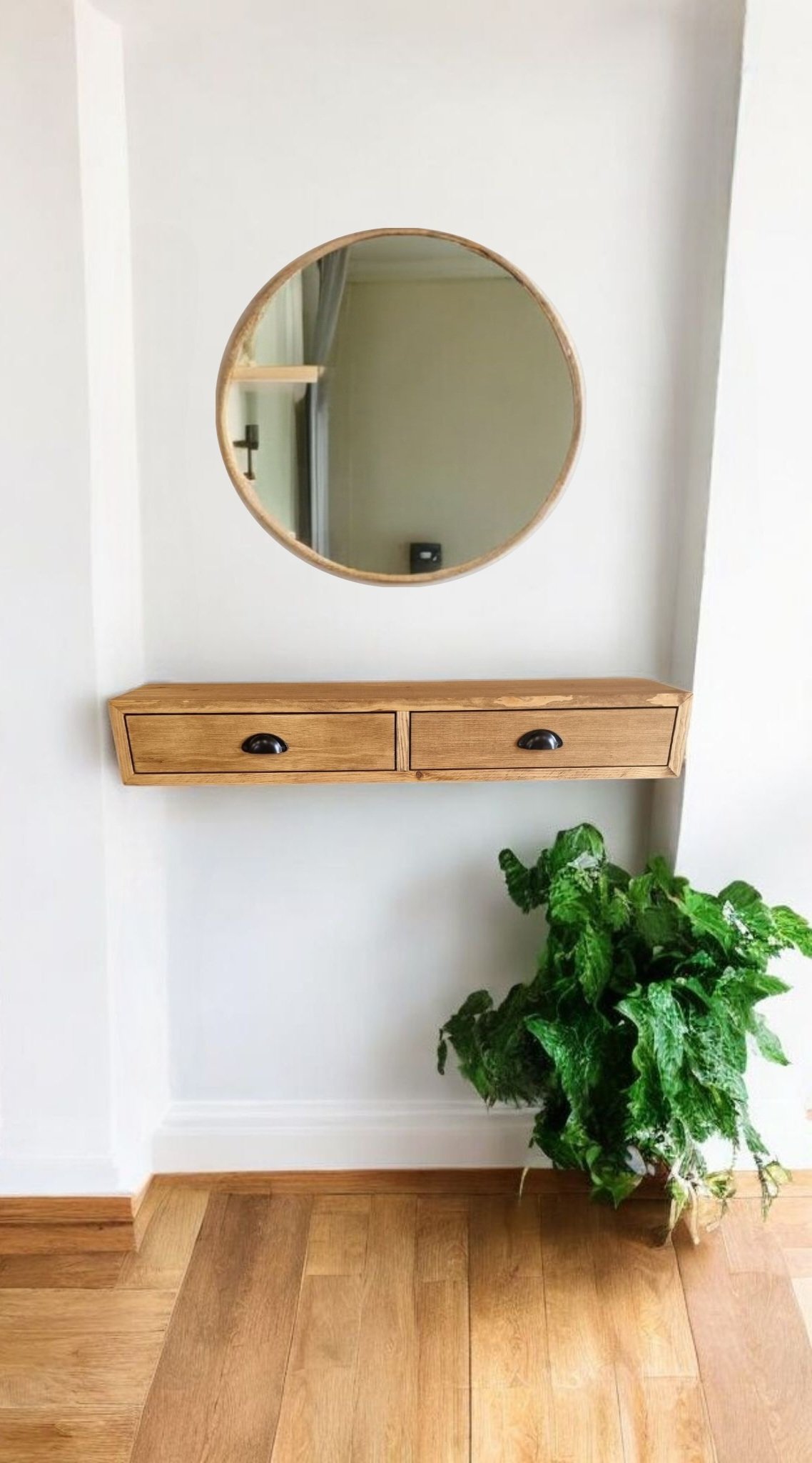 Floating console table with drawers, can be used as a radiator shelf