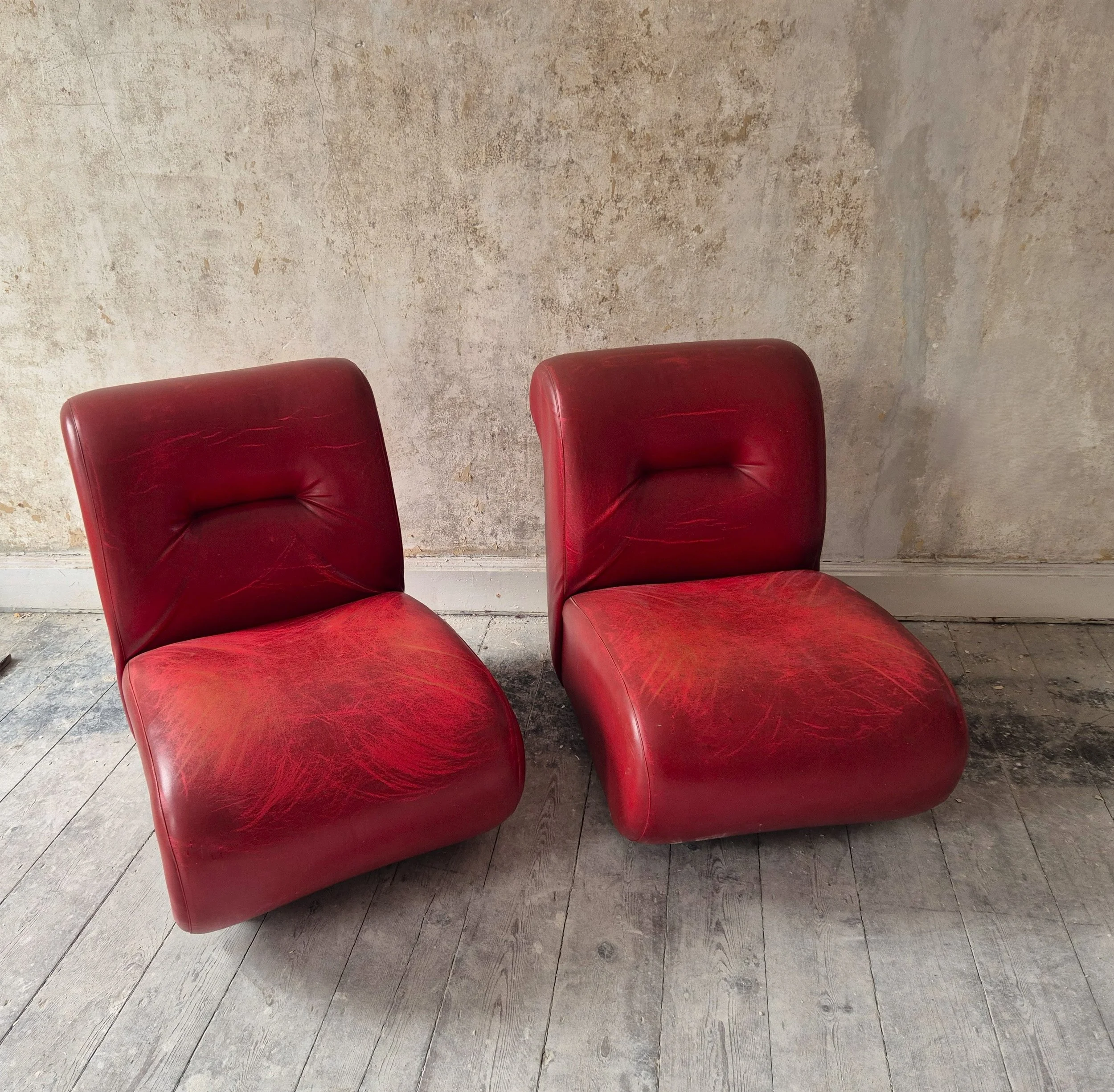 Mid 20th Century red leatherette lounge chair - €275.00 per chair