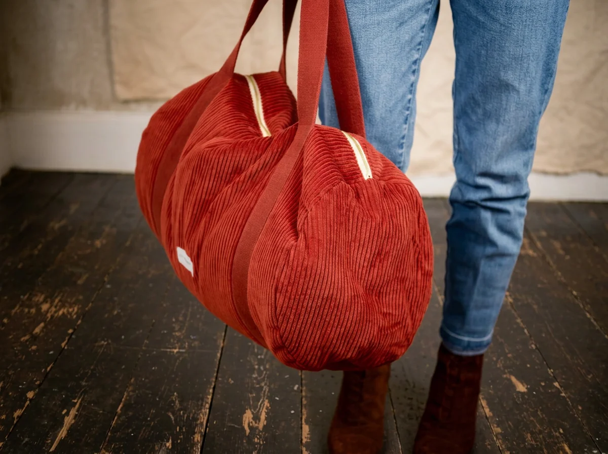 Corduroy Bowling Bag in rust red - €115.50