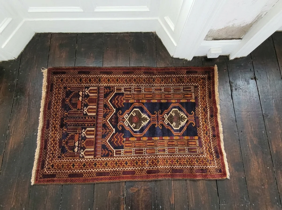 Handwoven vintage Afghan tribal rug - €455.00.