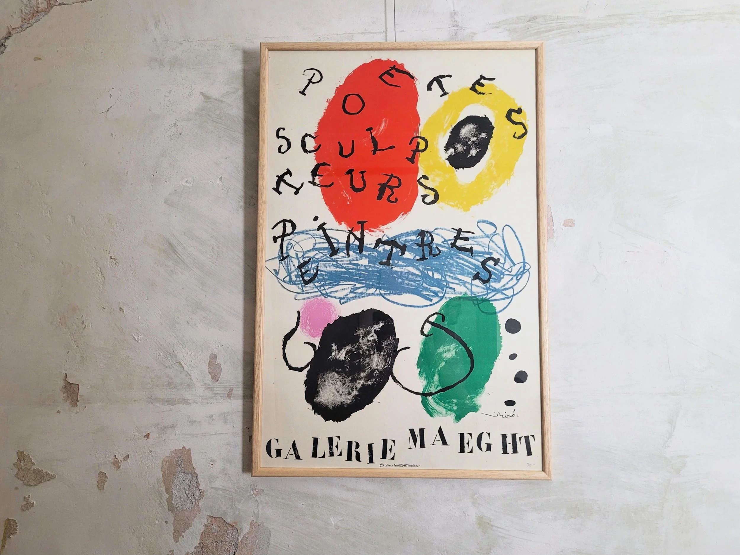 Limited edition Miro lithograph poster for the " Poetes, sculpteuras, Peintres" exhibition - €525.00