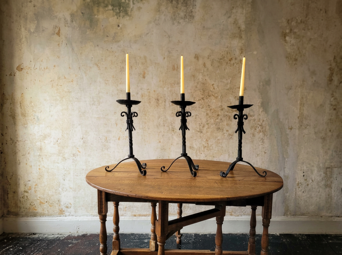 Mid 20th century wrought Iron candle holder, Mallorca - €110.00 per candleholder