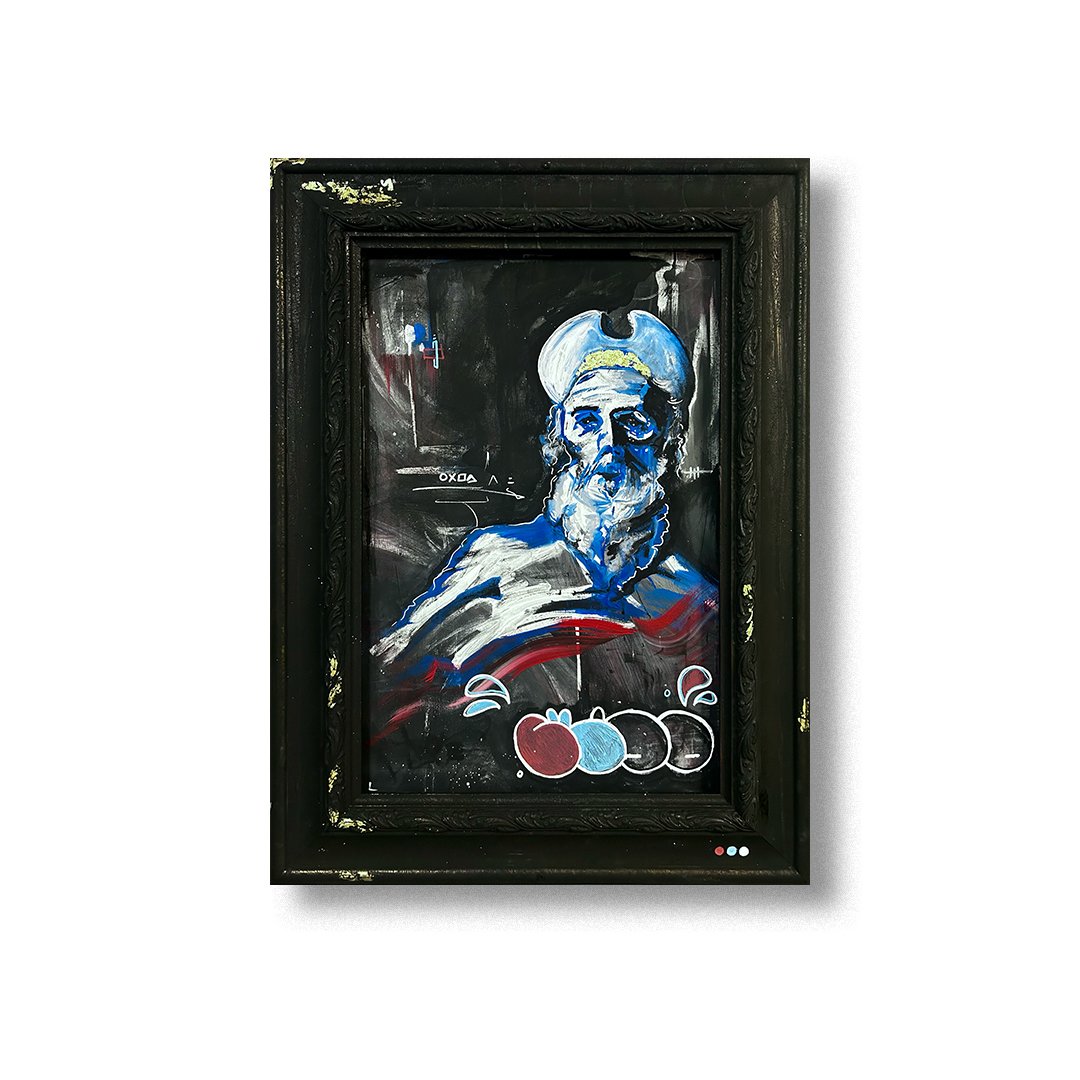 PRIEST - acrylic on canvas with framed attatched to canvas- 2.5ftx3ft