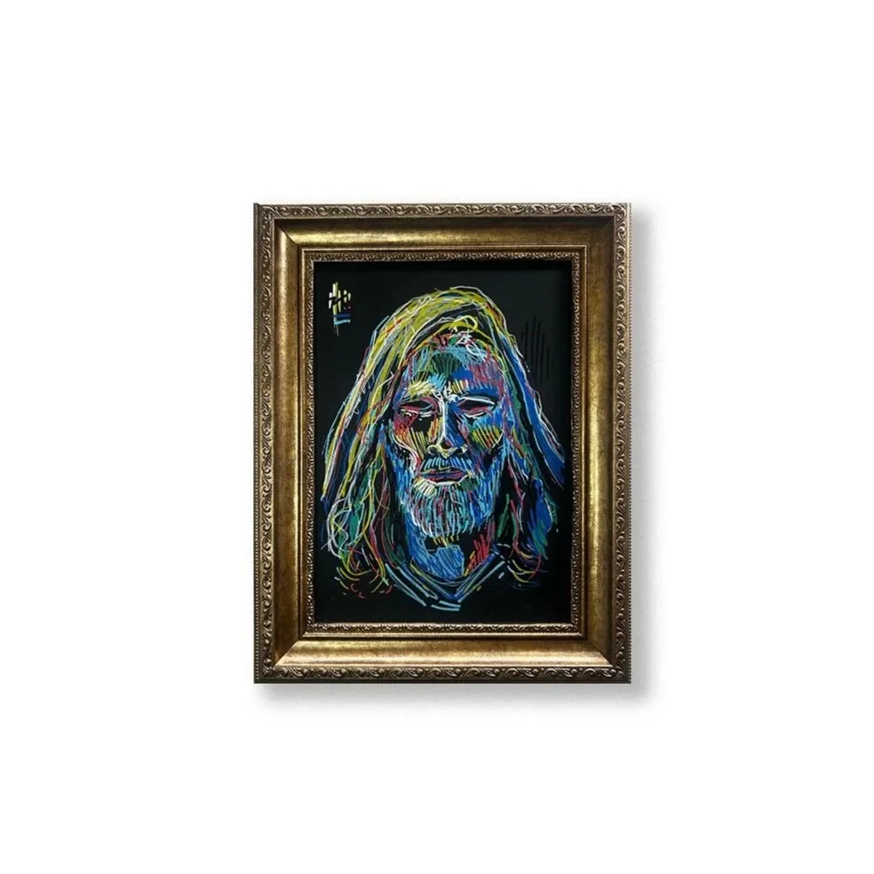 ELECTRIC JESUS - acrylic paint, 13x16 framed