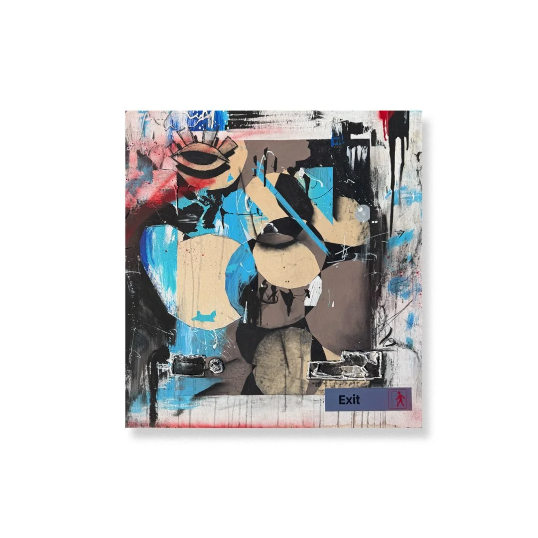 EXIT - acrylic paint and charcoal on wooden board - 28in x 30in