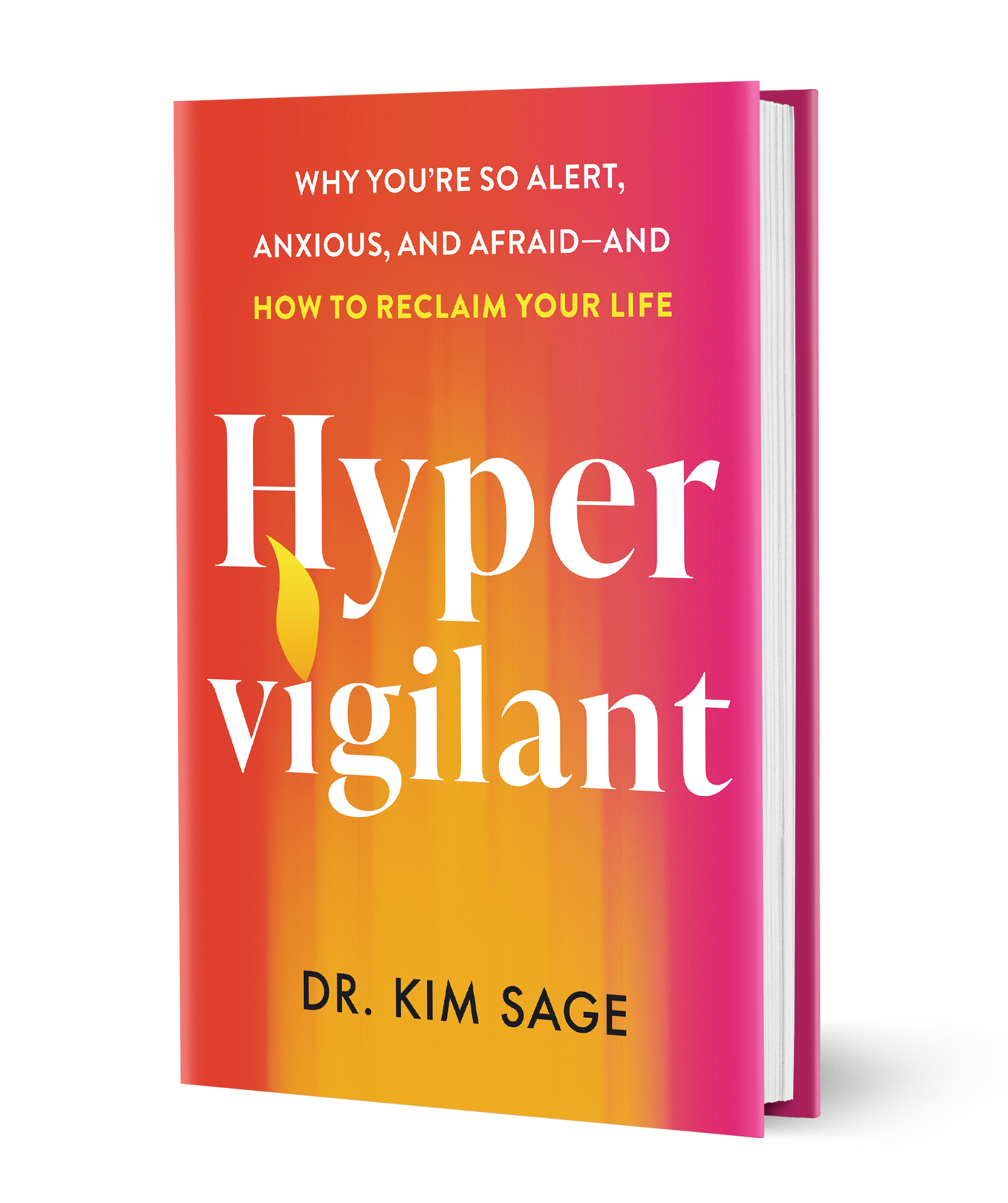 Close-up of a colorful book cover with the title 'Hyster' and the subtitle 'Why You're So Alert, Anxious, and Afraid—and How to Reclaim Your Life' by Dr. Kim Sage.