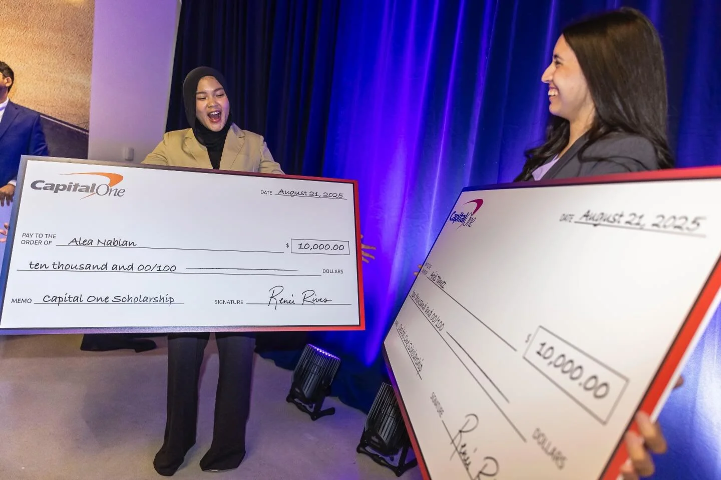 Big dreams, bold designs, and big checks! Five @ut_dallas students were awarded the @capitalone Scholarship in Applied Experience Design &amp; Research, each receiving $10,000 to support their studies in the program. Thanks to Capital One, these tale