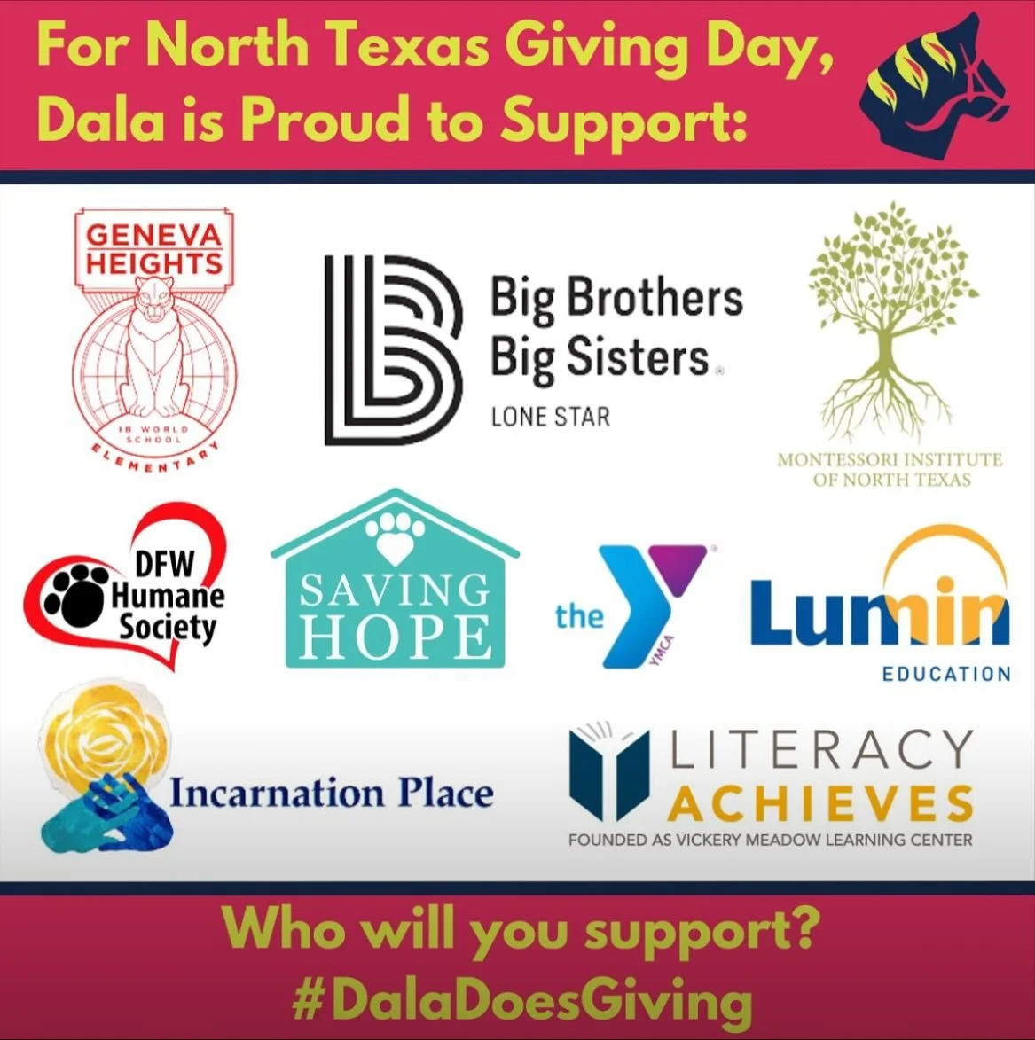 What organizations are you donating to TOMORROW for North Texas Giving Day 2025?&nbsp;Dala is proud to support the largest community-wide giving event in the nation, and this year we&rsquo;re excited to spotlight and contribute to nine incredible loc