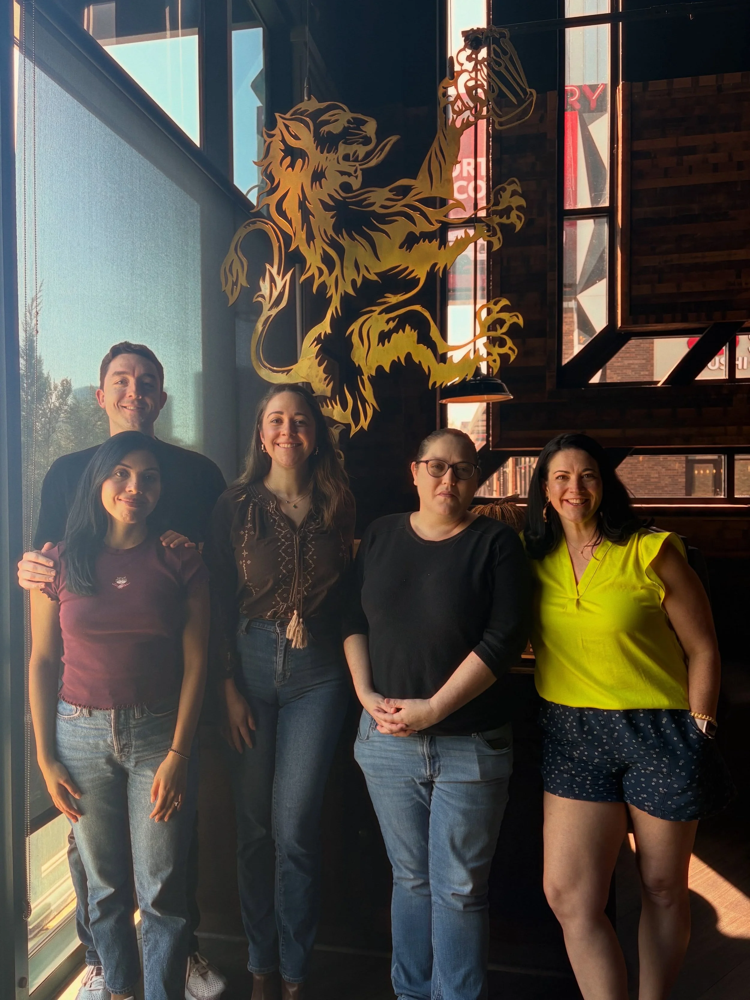 Great birthday 🎉 lunch to celebrate our team member, Brenda! We 💕 catching up as a team and as a fun 😮, our lunch was just across the street from a headquarters project our client @corganinc designed! Bonus!