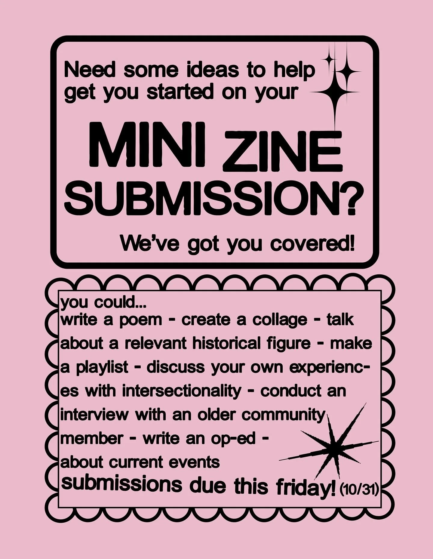 Need some inspo for our mini zine with DSC and PPGA? Well, you&rsquo;re in luck! We have a few recommendations up our sleeve, with room for a lot more. Submissions are due on Friday night, and please send all to mainstreetmagazine2@gmail.com.