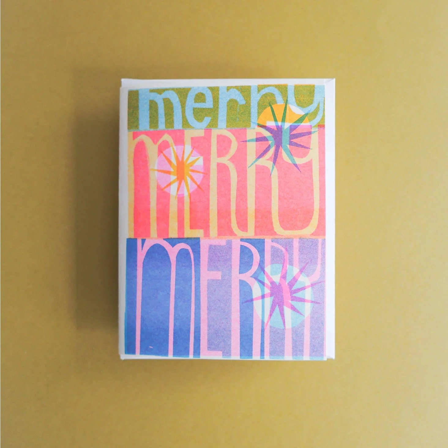 Merry & Bright, Risograph Blank Card