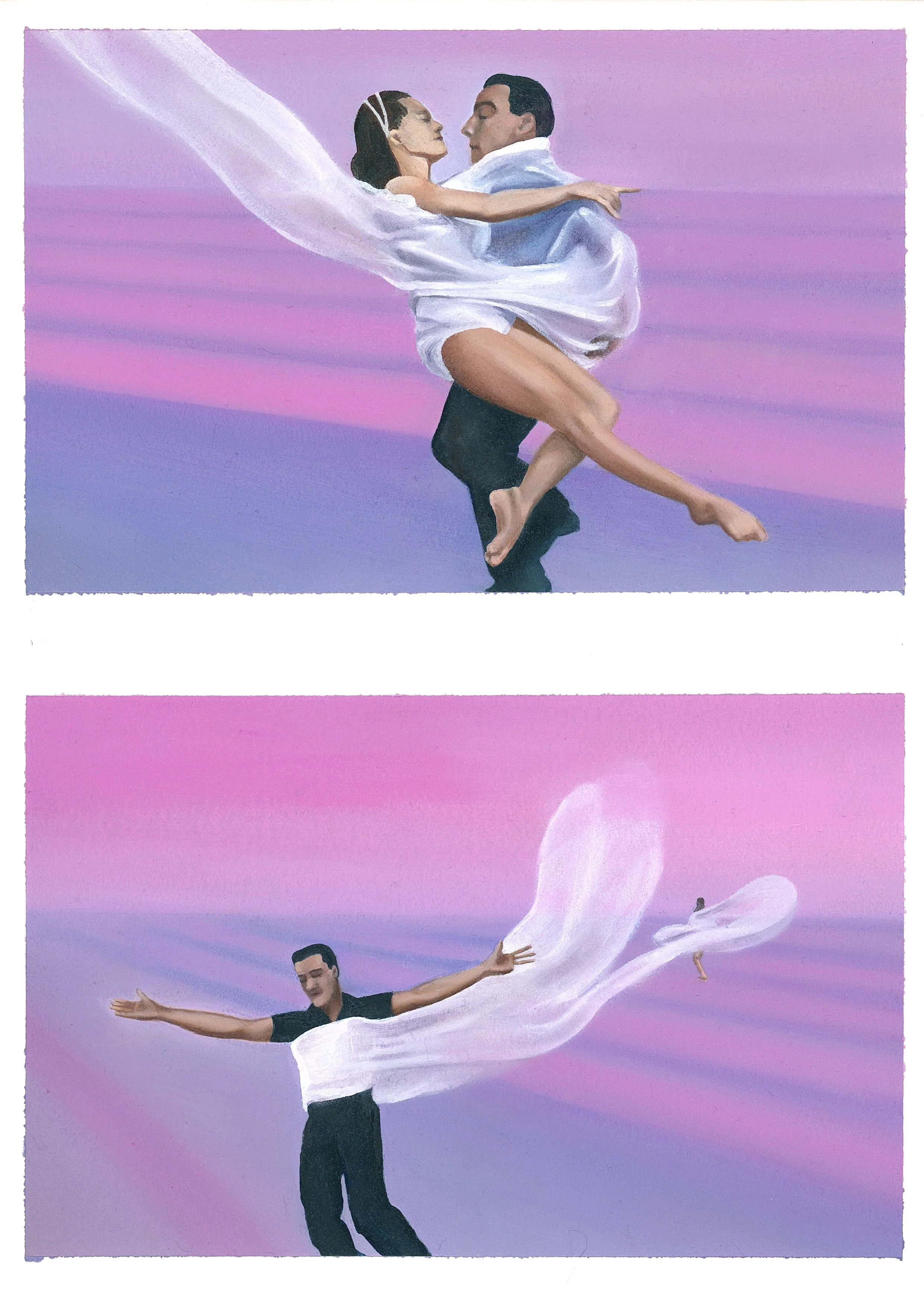 Reprieve 1 and 2, oil on paper, 9x12", 2025