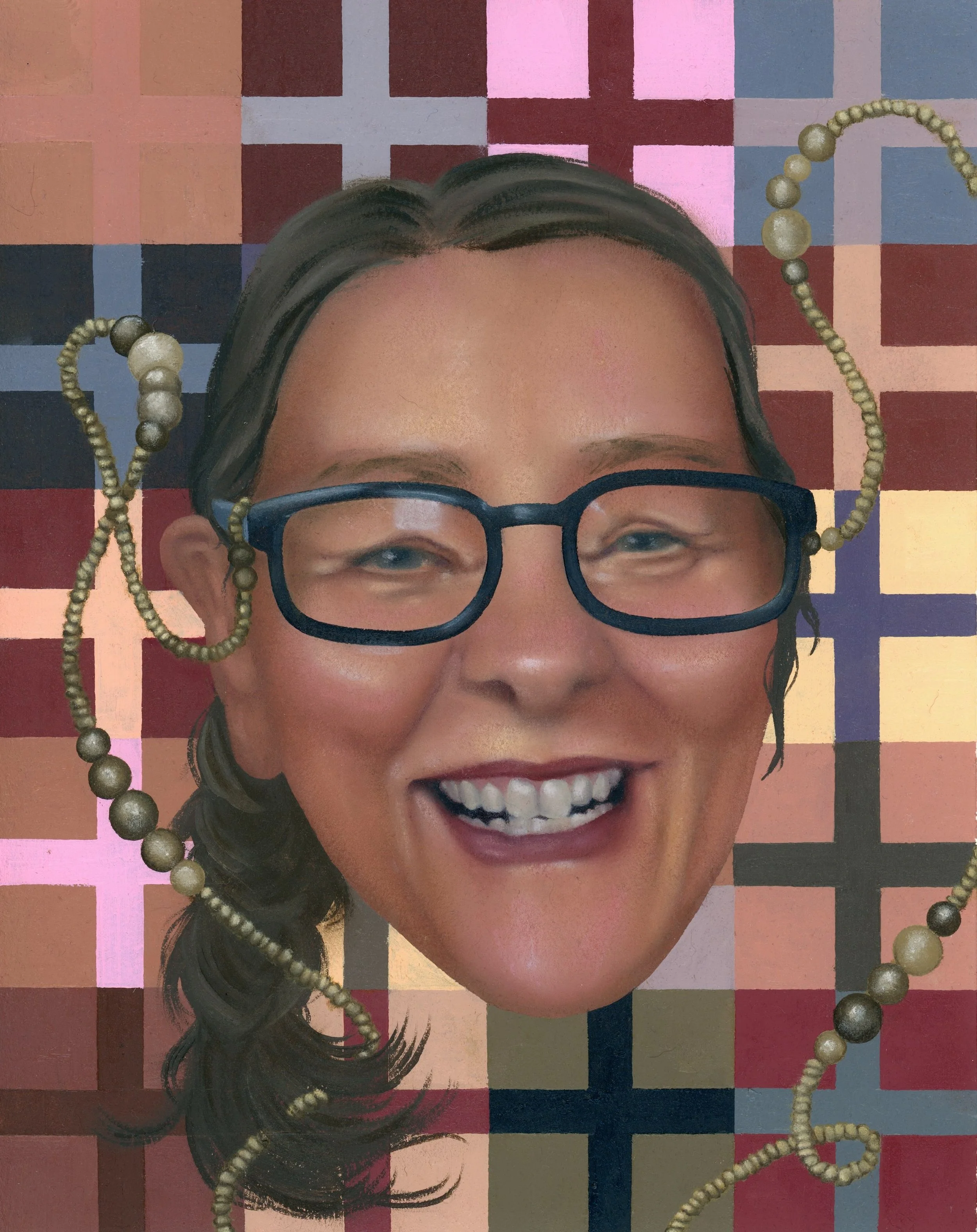 Karyn and The Irish Chain, oil on paper, 8x10", 2025