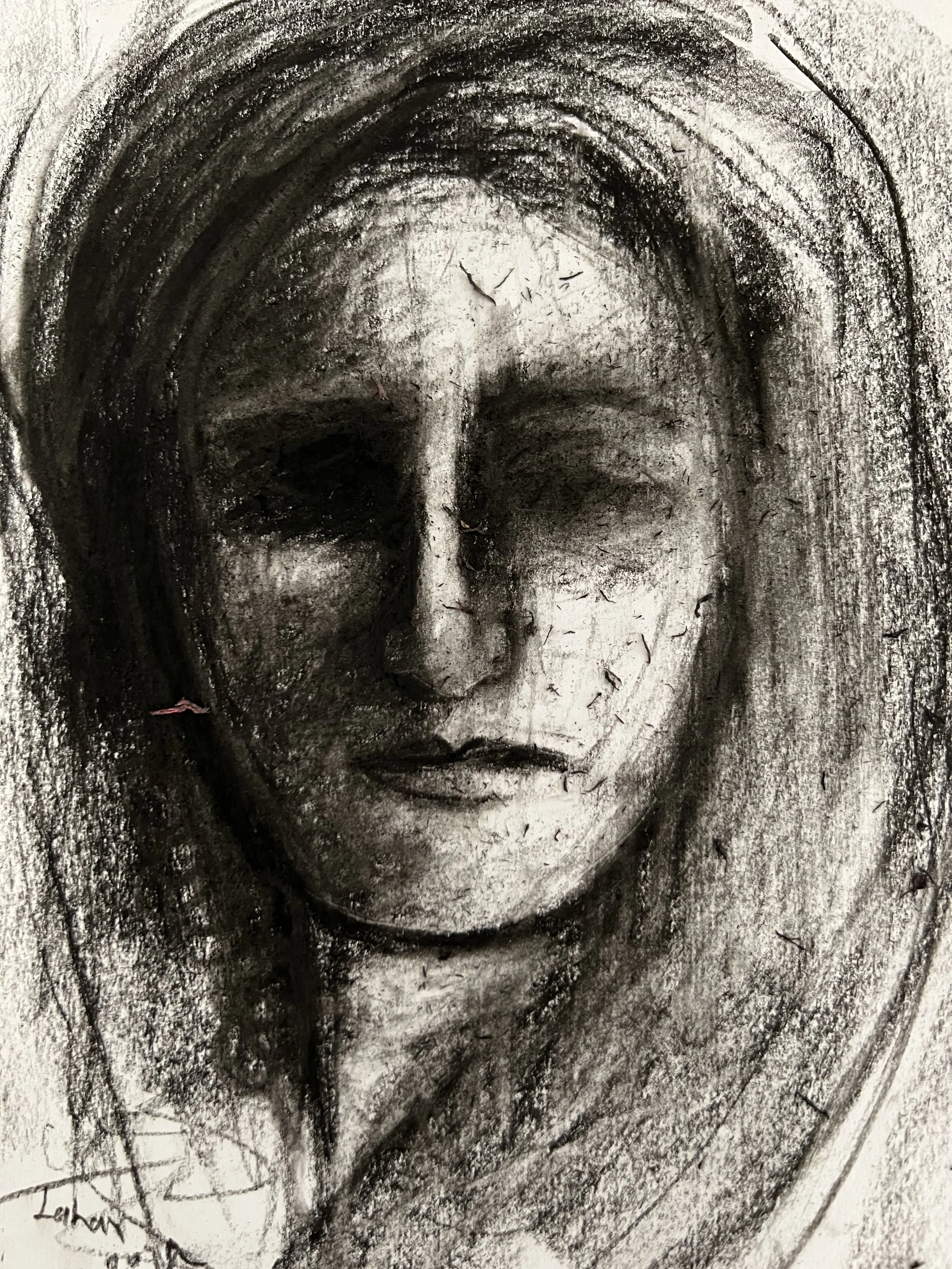 Dust of Pain, charcoal on paper, 30.5cm x 22.9cm, 2022, $400.00