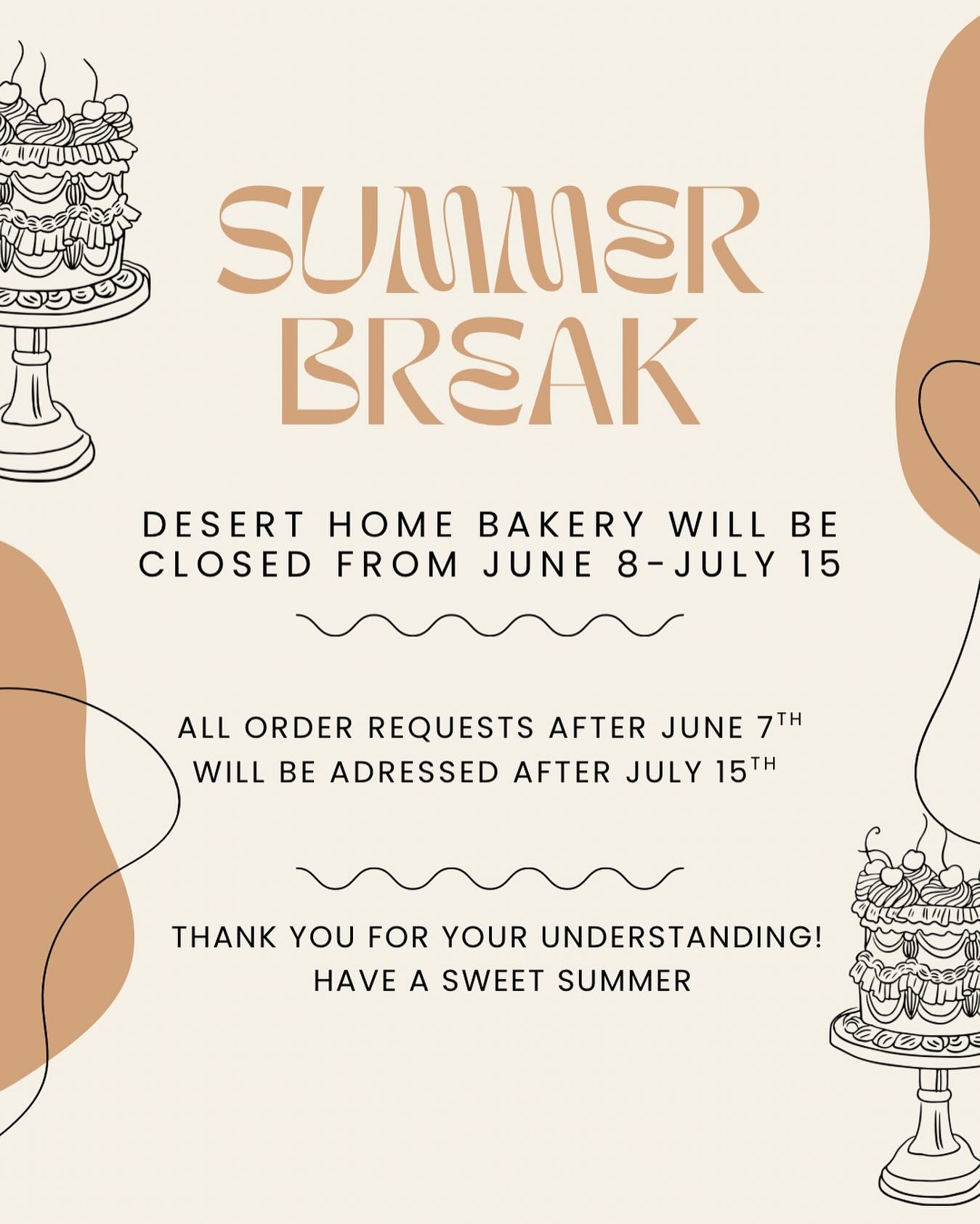 Taking a quick cake break to spend time with family before the school year starts! Thank you for your orders — messages/order forms will be addressed after the 15th!