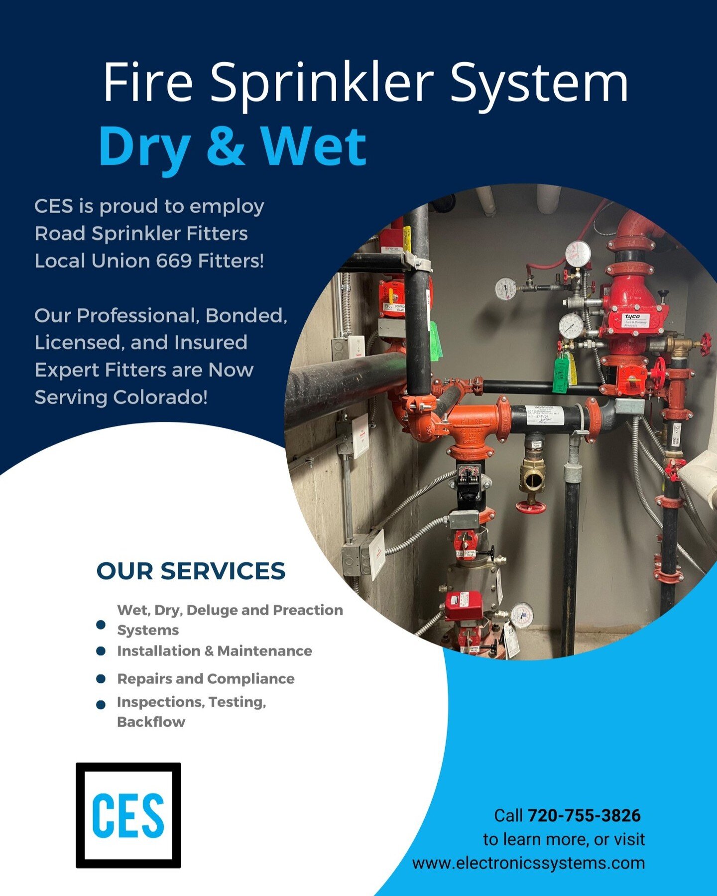 CES is proud to be offering sprinkler services now! #union #sprinklerfitters #sprinklerservice #Colorado
#Coloradofiresafety 
https://electronicssystems.com
