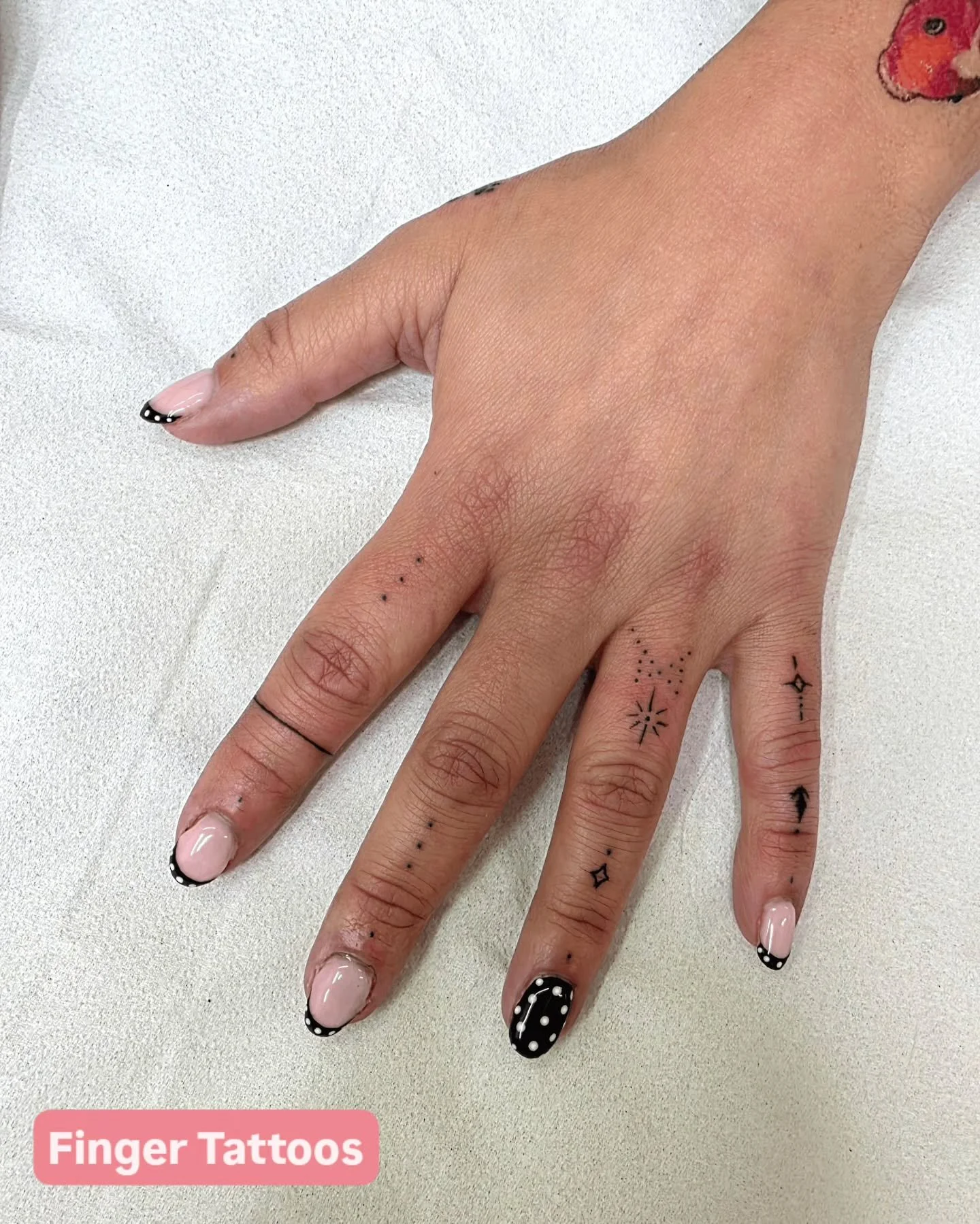 Just a few little "fun" hand tattoos for this beaut! 😍

Yep... hand and finger tattoos can be a little bit "hit and miss" on how well the pigment holds! 😬 

This is because, obviously, we use our hands for everything, and if tha
