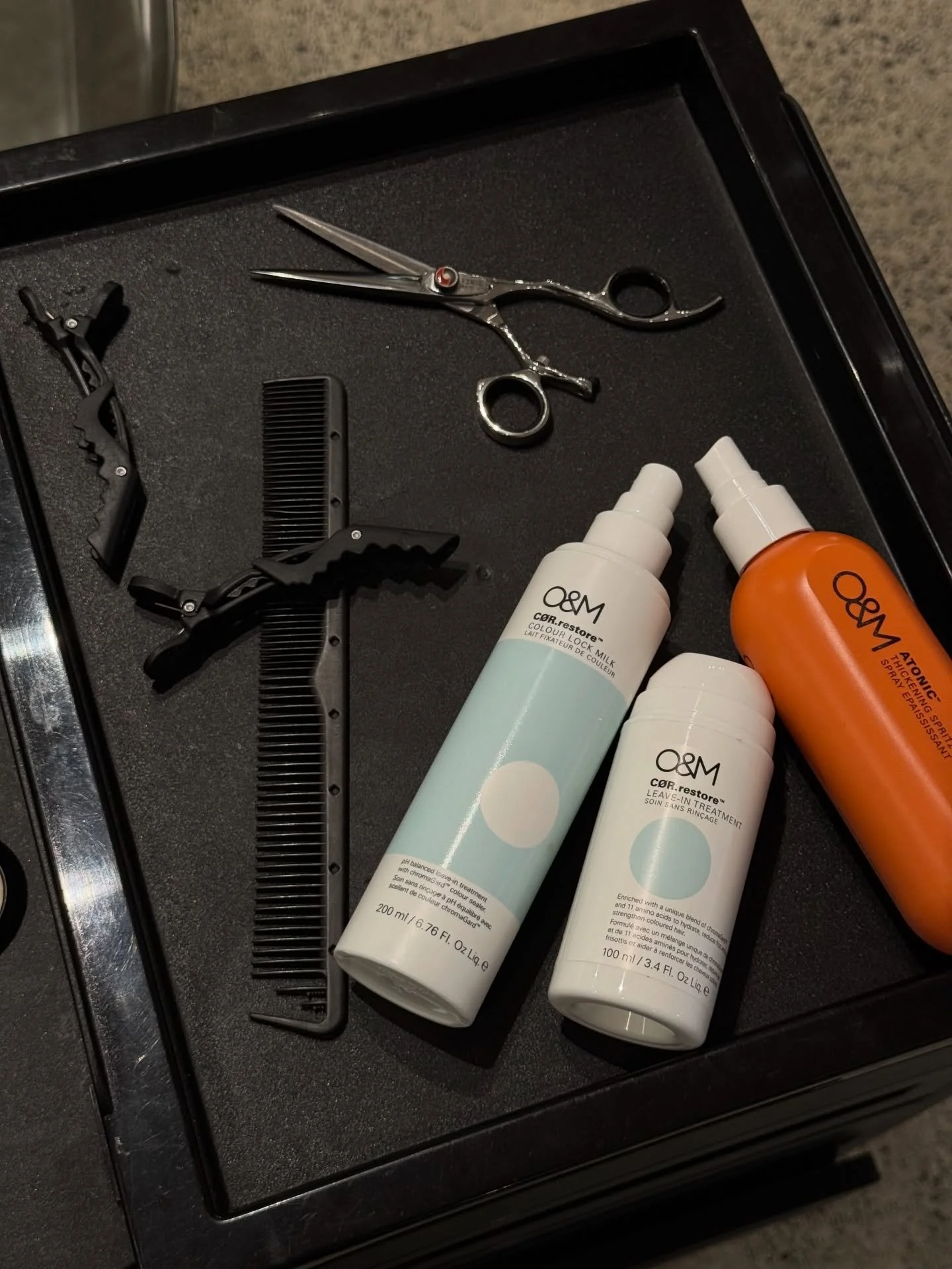The most elite combo ✨

My ride or die lineup.
O&amp;M Cor Restore Leave In &amp; Colour Lock Milk for that fresh from the salon feel at home.

Add Atonic for thickness and hold and suddenly your blowout is lasting days&hellip; not hours 🤍