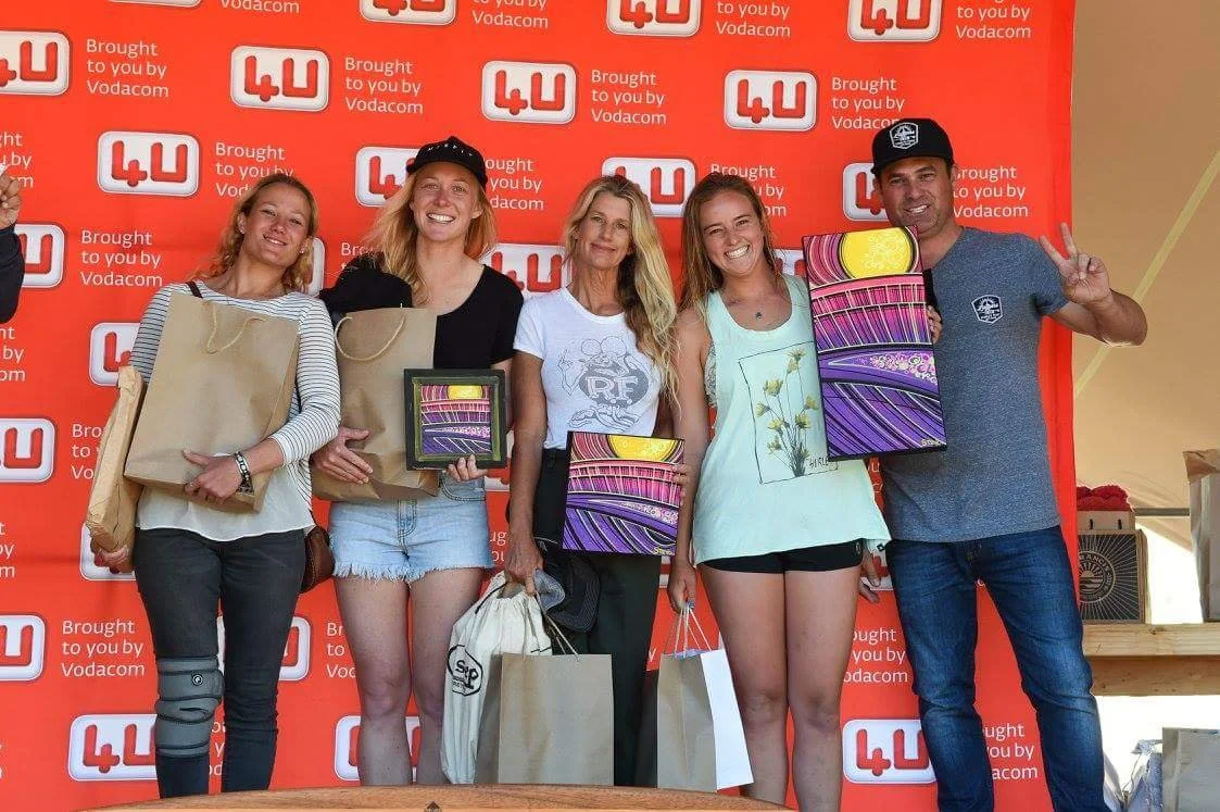Jbay Loggers Classic -  Caitlin Moir, Shannon Hughes, Alex Florence, Rachel Tilly, Ryan Anderson  Photo Credit: Kody McGregor