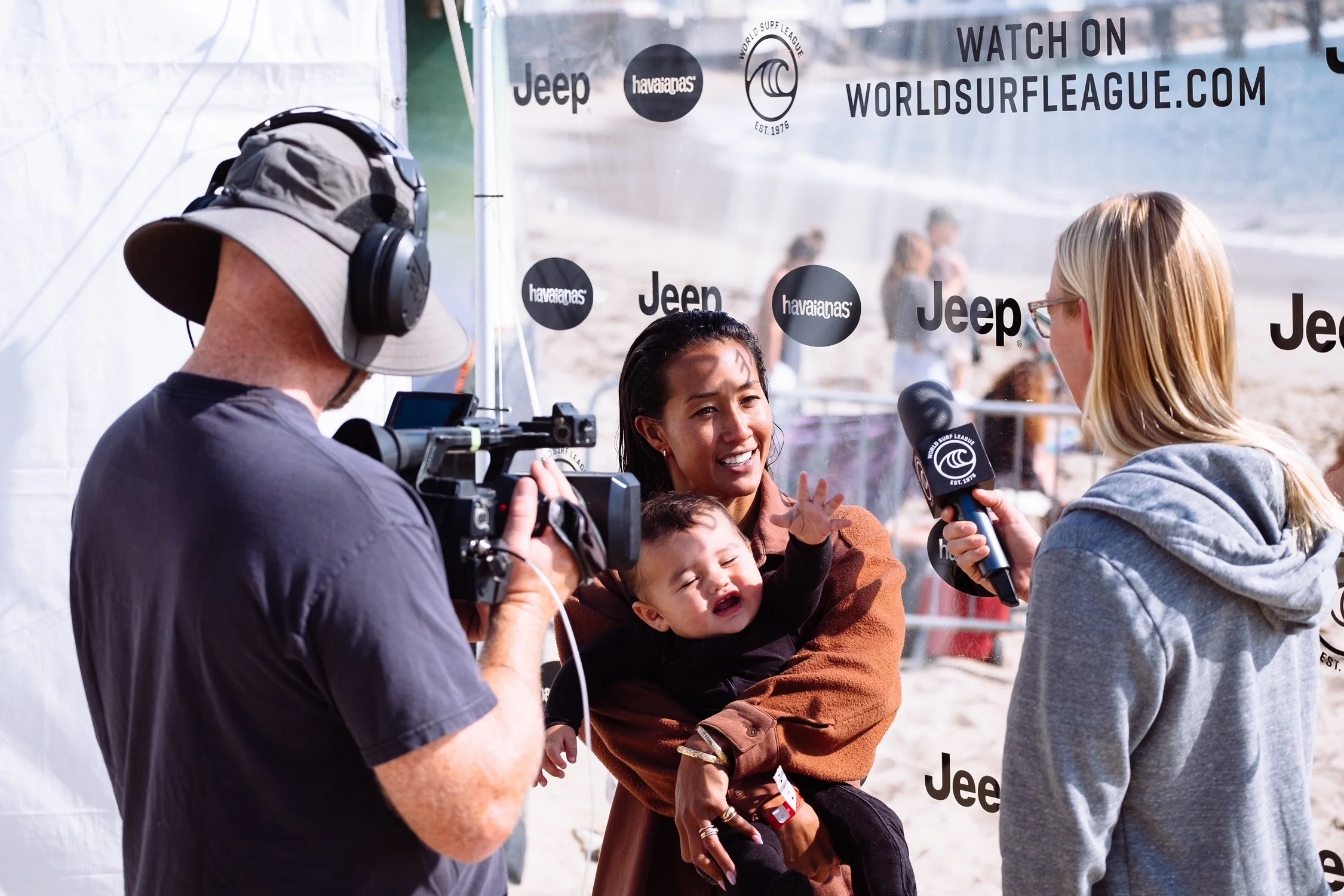 Kelia Moniz &amp; Carissa Moore show the world what being a surf mom can look like  Photo Credit Aaron Hughes