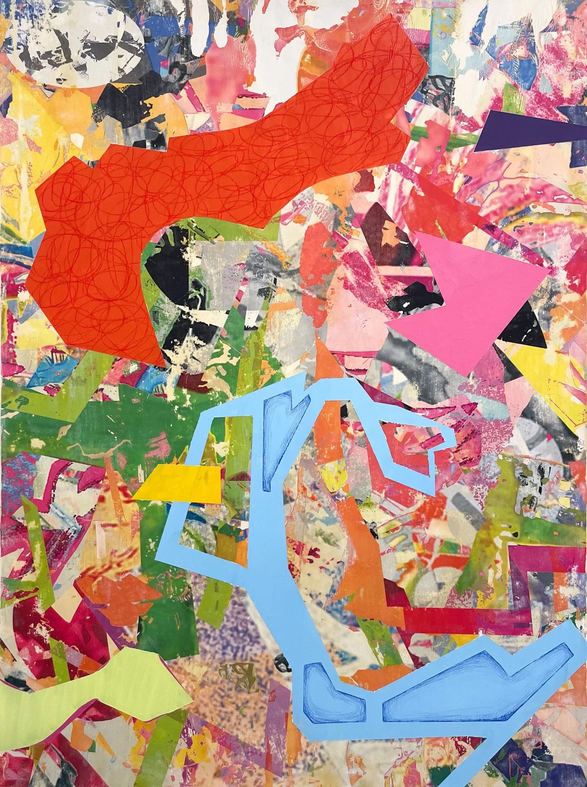 Tension, 34” x 46”,  Ink and Acrylic Paint on Wood,  2023

