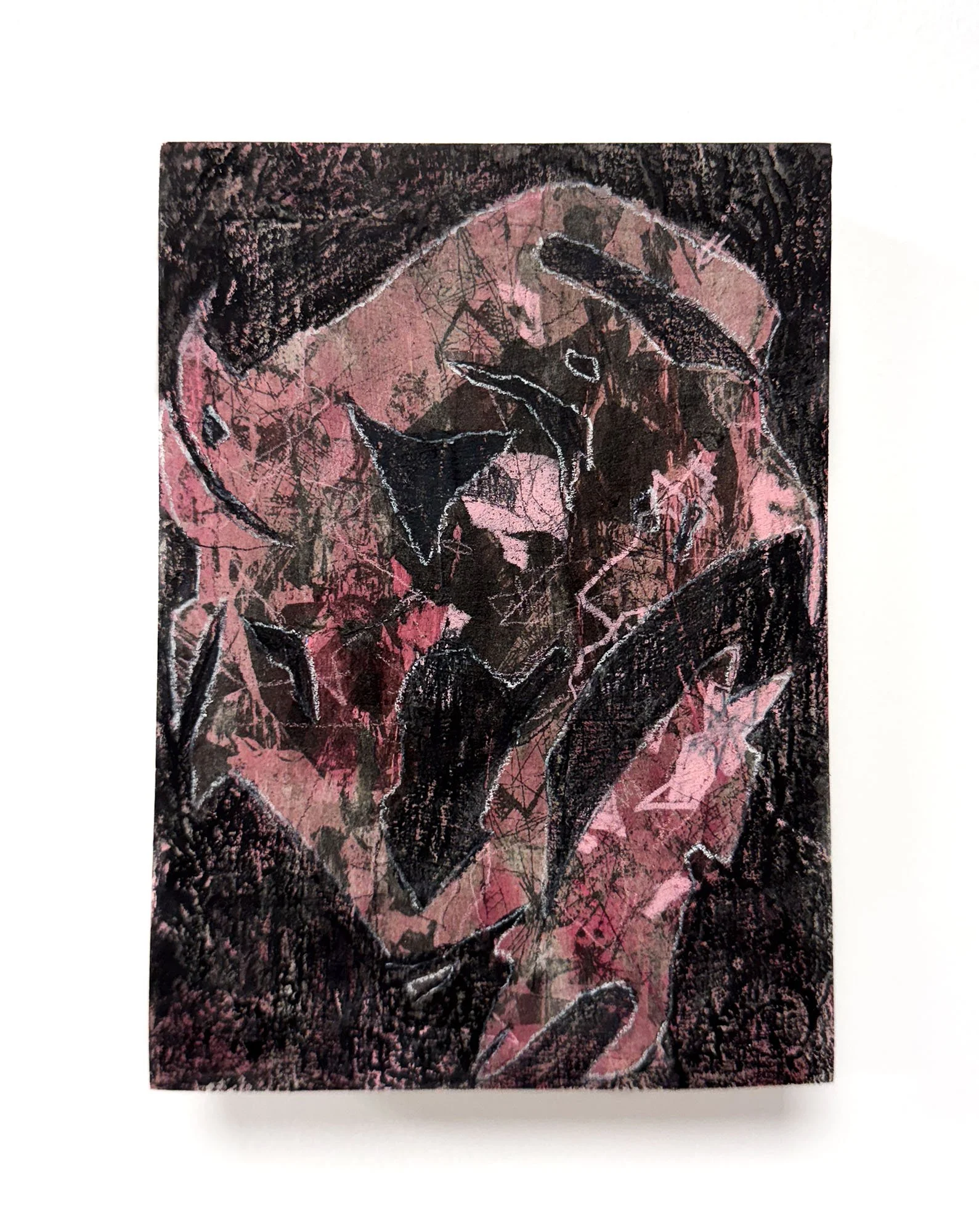 Le Marais, Inkjet Image Transfer, Acrylic Paint, and Wax Pastel on Wood Panel, 6.5 x 8 x 2 inches, 2026