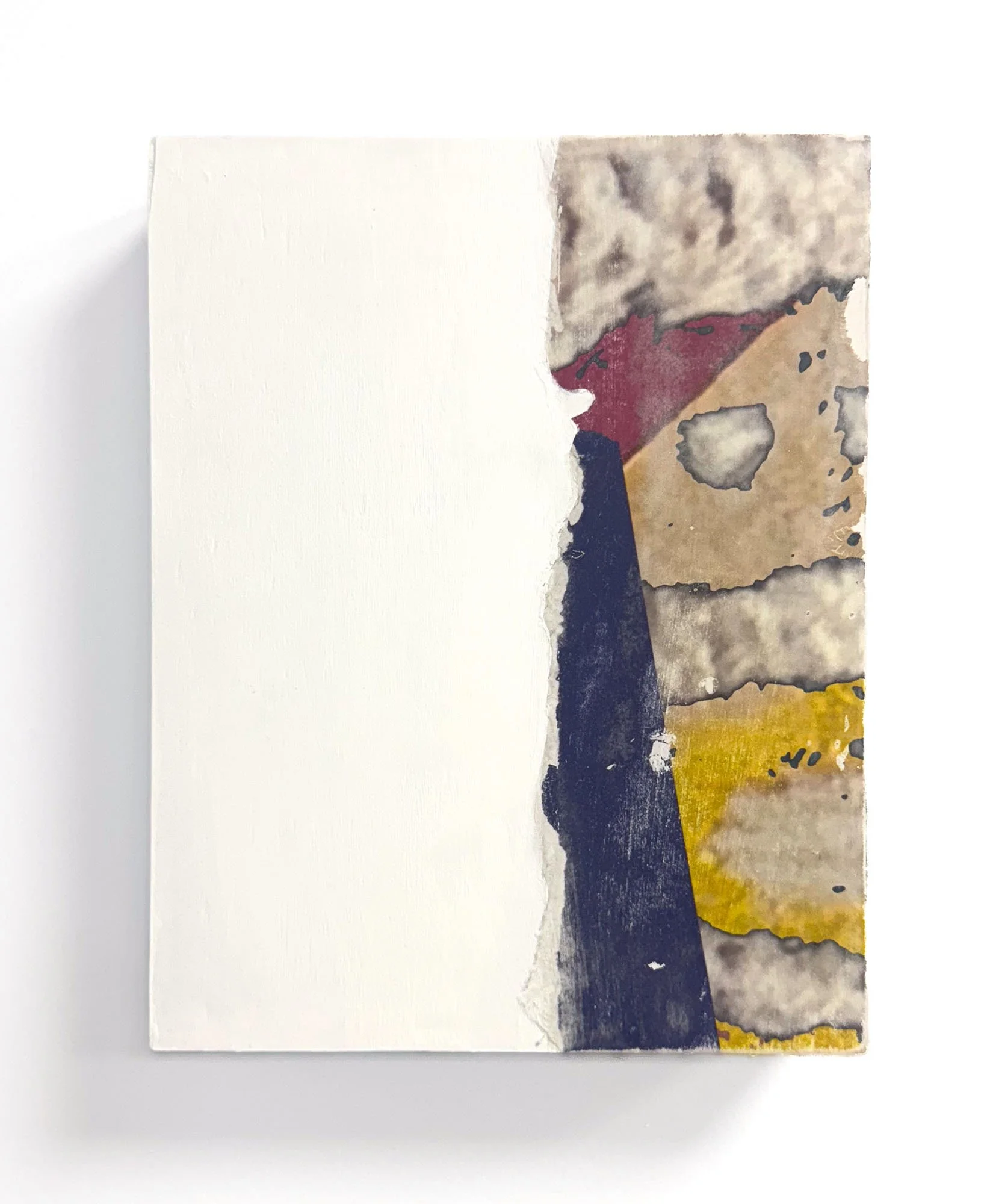 Loading, Don't Look Up, Inkjet Image Transfer and Acrylic Paint on Wood Panel, 8 x 10 x 2 inches, 2026