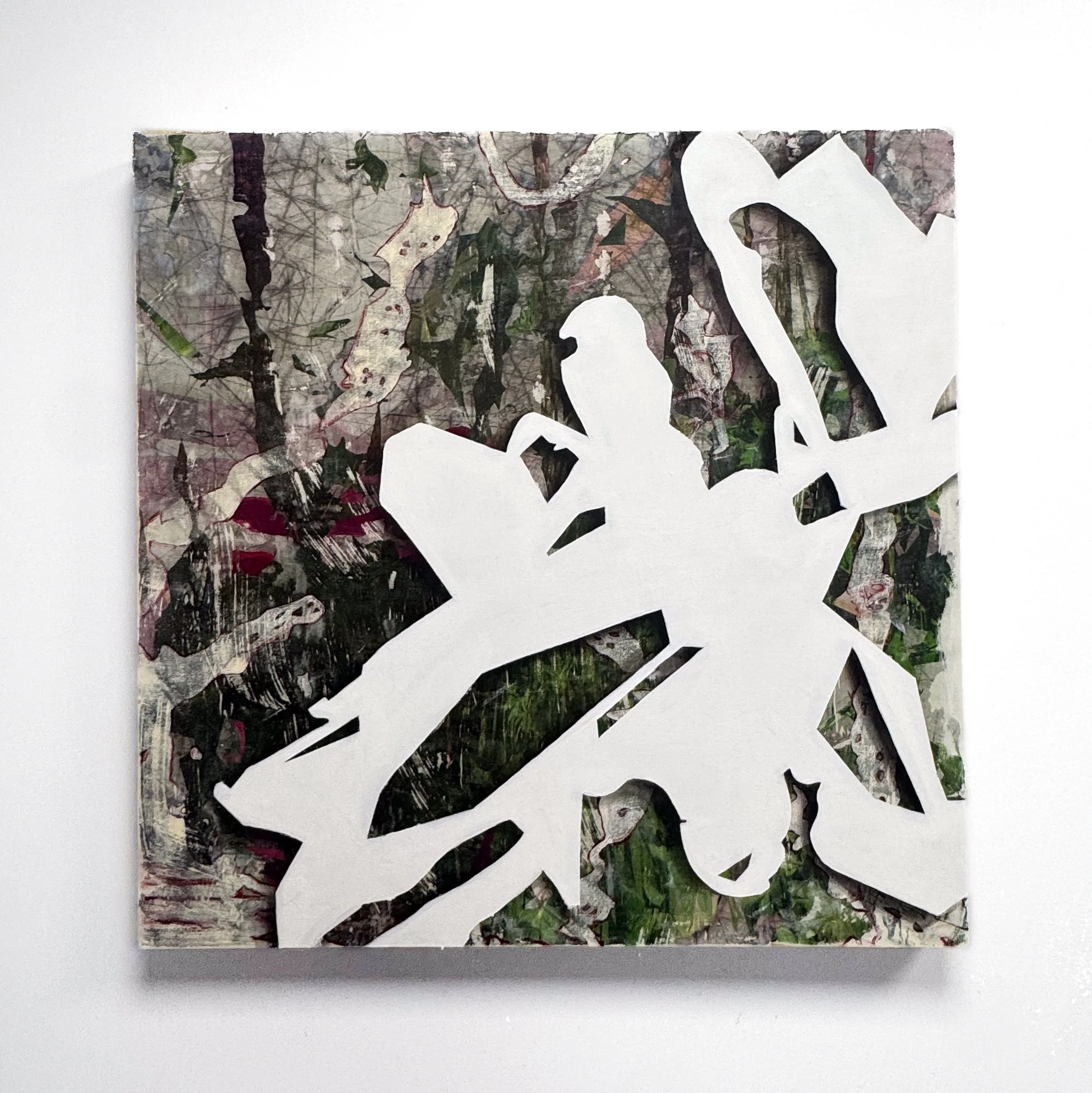 Digital Lupine, Inkjet Image Transfer and Acrylic Paint on Wood Panel, 28.5 x 28.5 x 2 inches, 2026