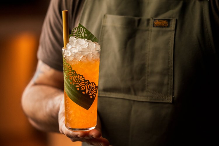 Cavaña in San Francisco, tiki cocktail in a Colling glass