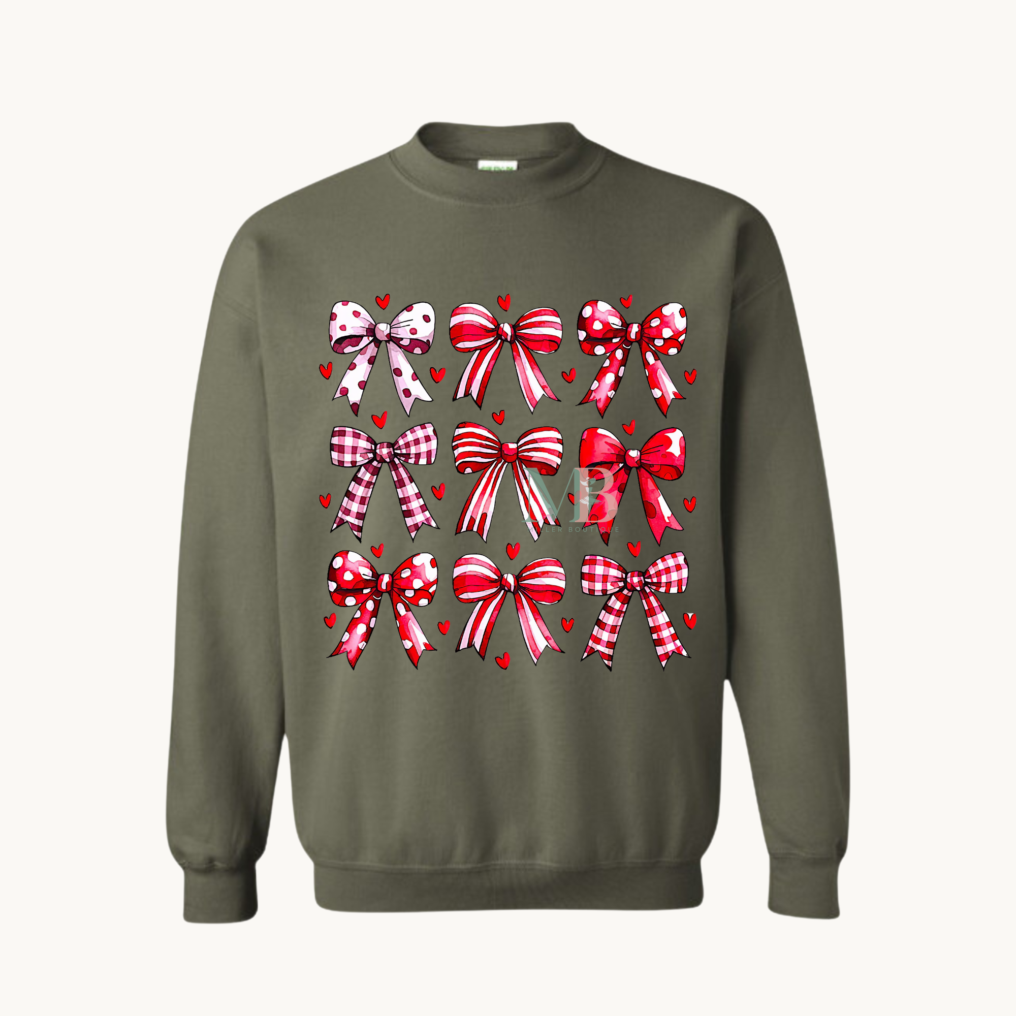 CONQUETTE RED BOWS FOREST GREEN SS.png