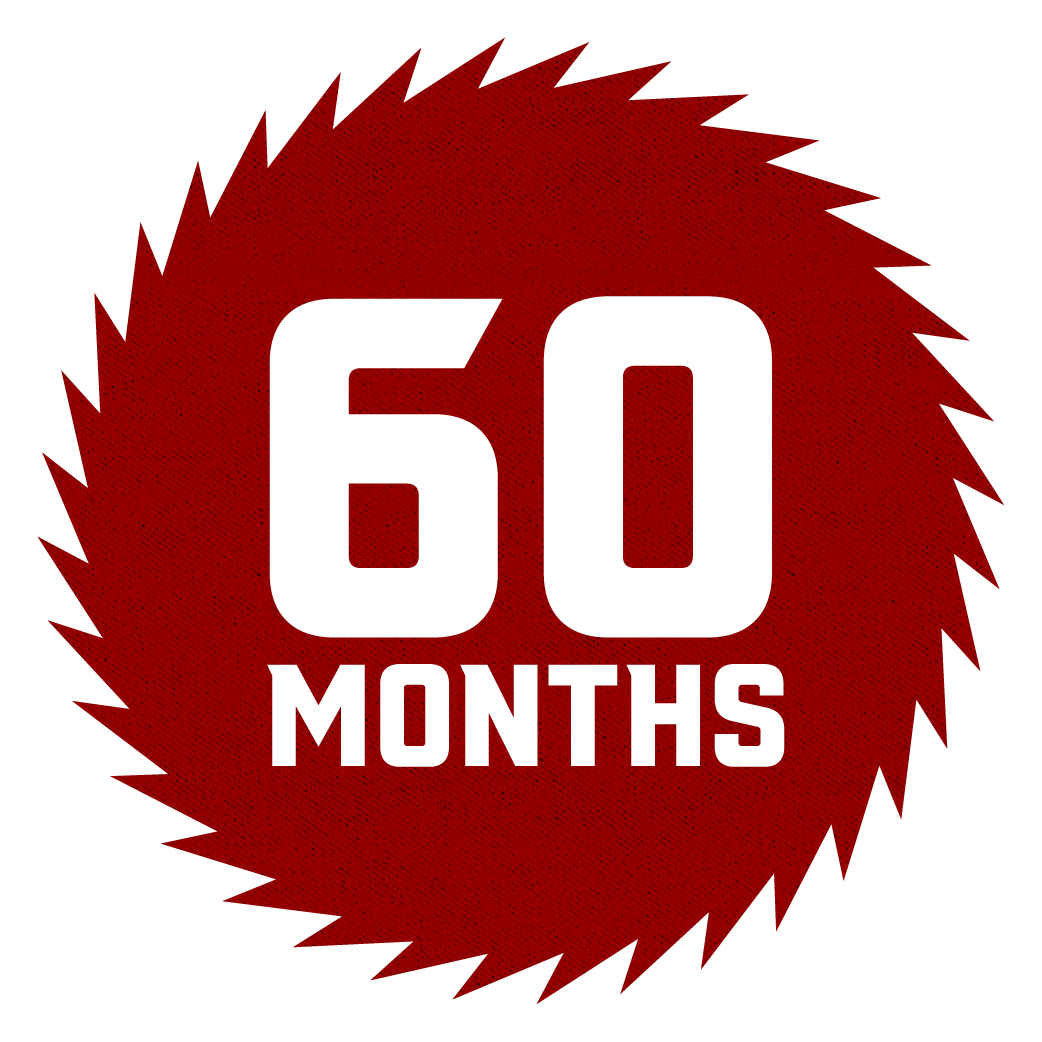 Circular saw blade graphic with 60 months in the center
