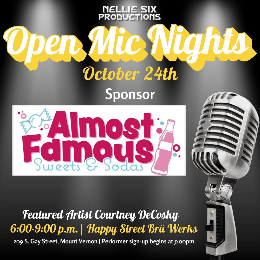 We are just a week out from the last (😢) Open Mic Night of the season! But we wanted to take a moment to give a shout-out to our amazing sponsor, Almost Famous Sweets &amp; Sodas! This is the second year that Almost Famous has sponsored this event, 