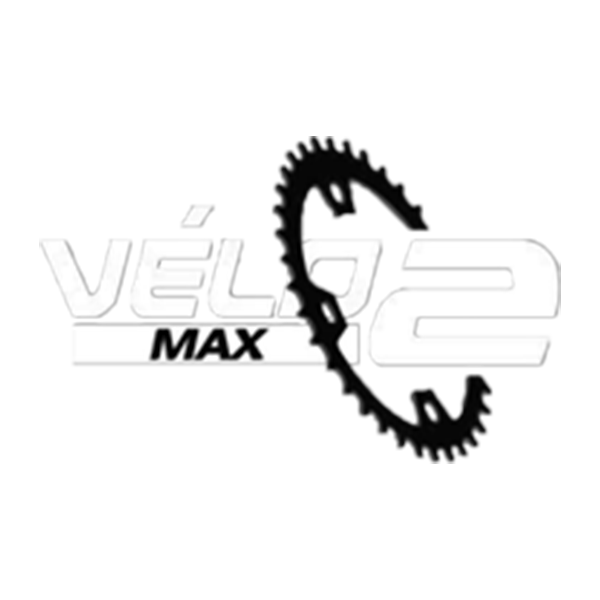 Logo avec texte "Vélo Max" et "2" avec un engrenage de vélo.