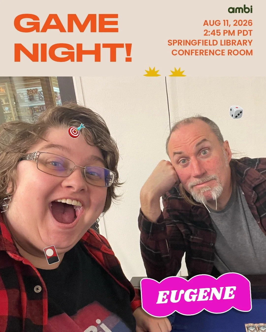 Grab your games and join amBi Eugene at the library for a fun night of board game brawling!