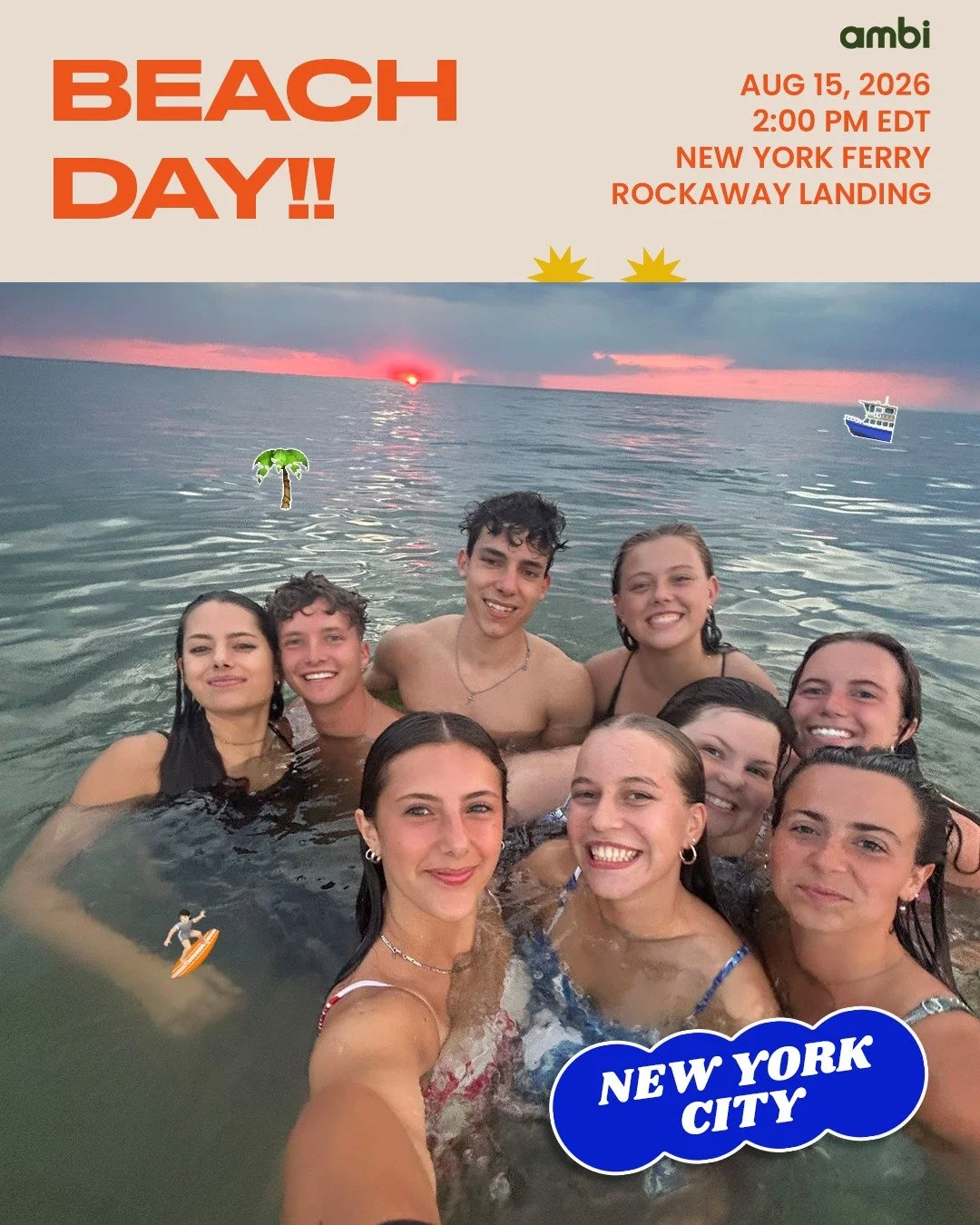 amBi NYC is getting wet and wild - Don't miss out! 
RSVP here: https://www.ambi.org/events/beach-day-aug-14-2026