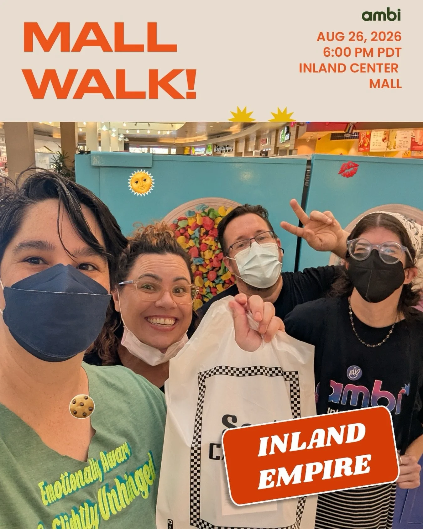 Get to steppin&rsquo; with the weekly amBi Inland Empire Y2K Mall Walk, yo! #amBiIE