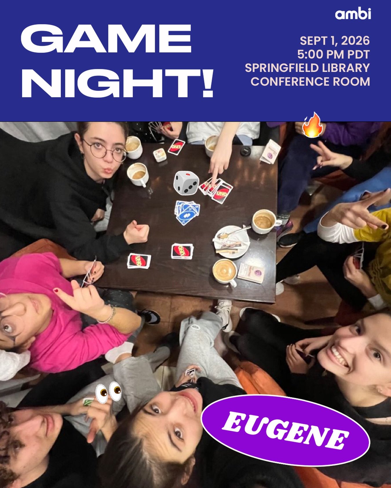 UNO is about to get personal. Join amBi Eugene for game night! #amBiEUG