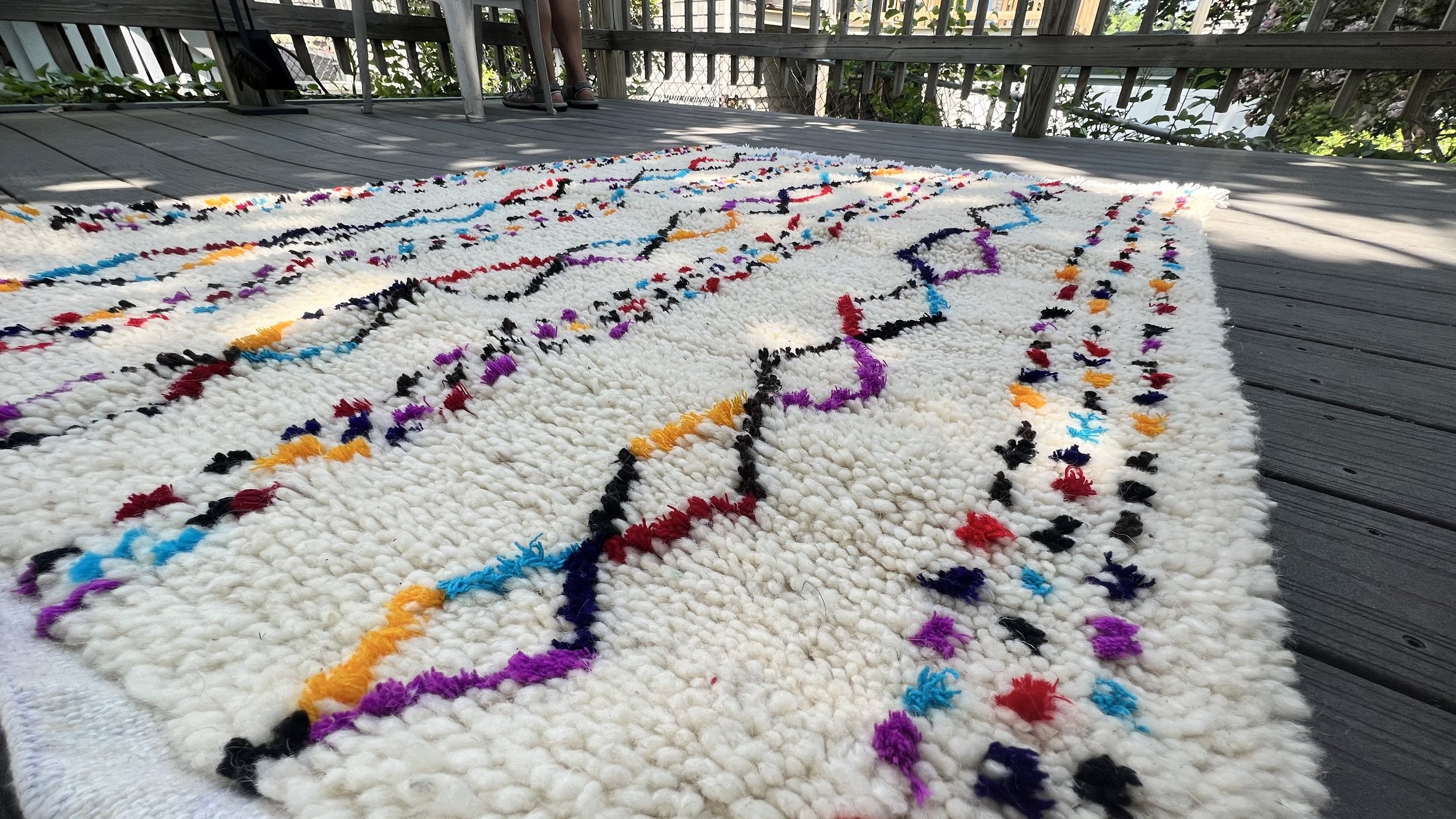 Beige Rug with Colored Diamond